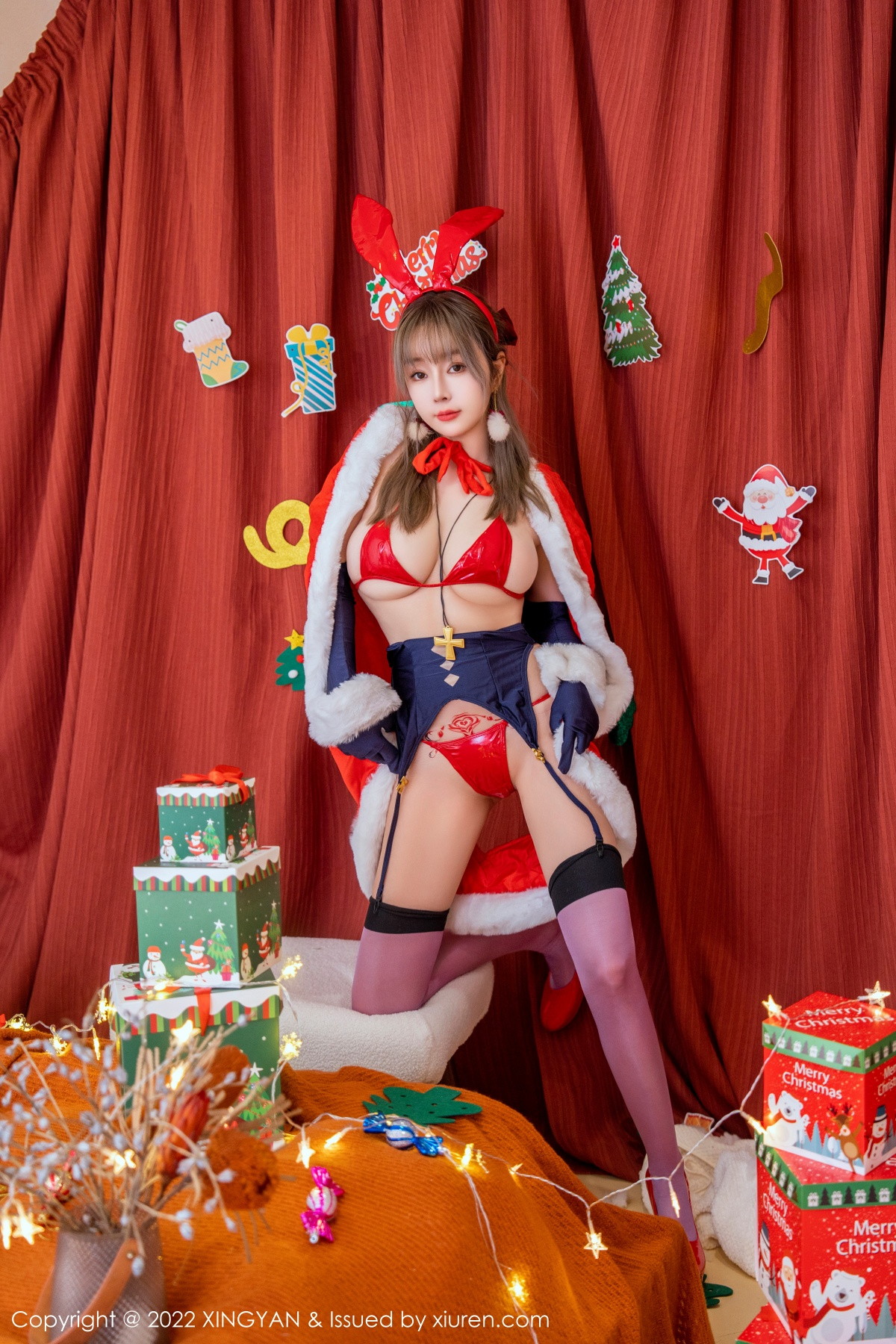 Xgyw.Net_[XINGYAN星颜社]VOL.161_女神王雨纯圣诞主题性感圣诞服饰露红色皮质内衣完美诱惑写真75P
