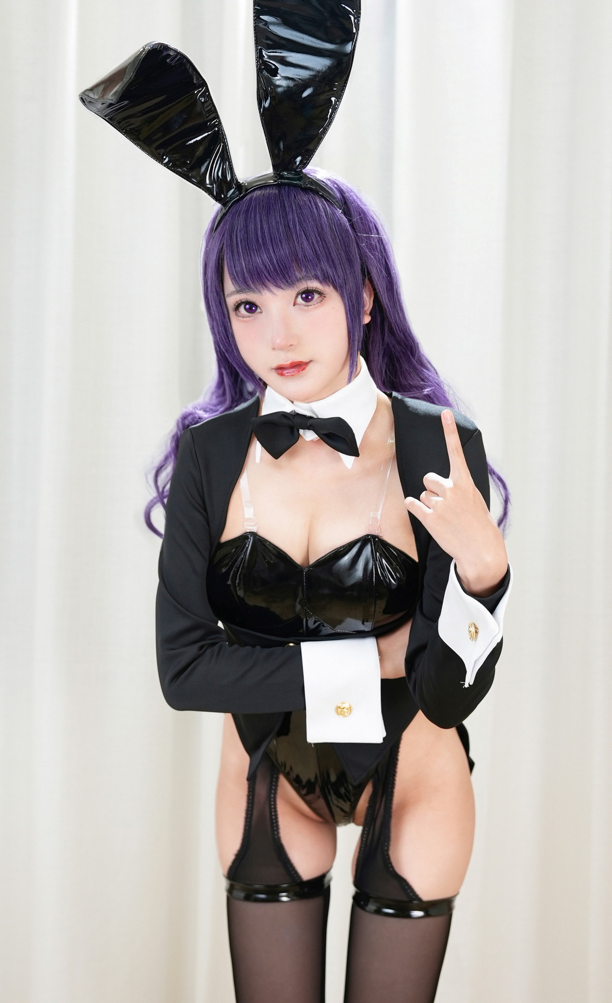 Xgyw.Net_网络美女豪歌喜多川海梦兔女郎主题私房黑色皮质连体内衣配黑丝吊袜诱惑写真67P