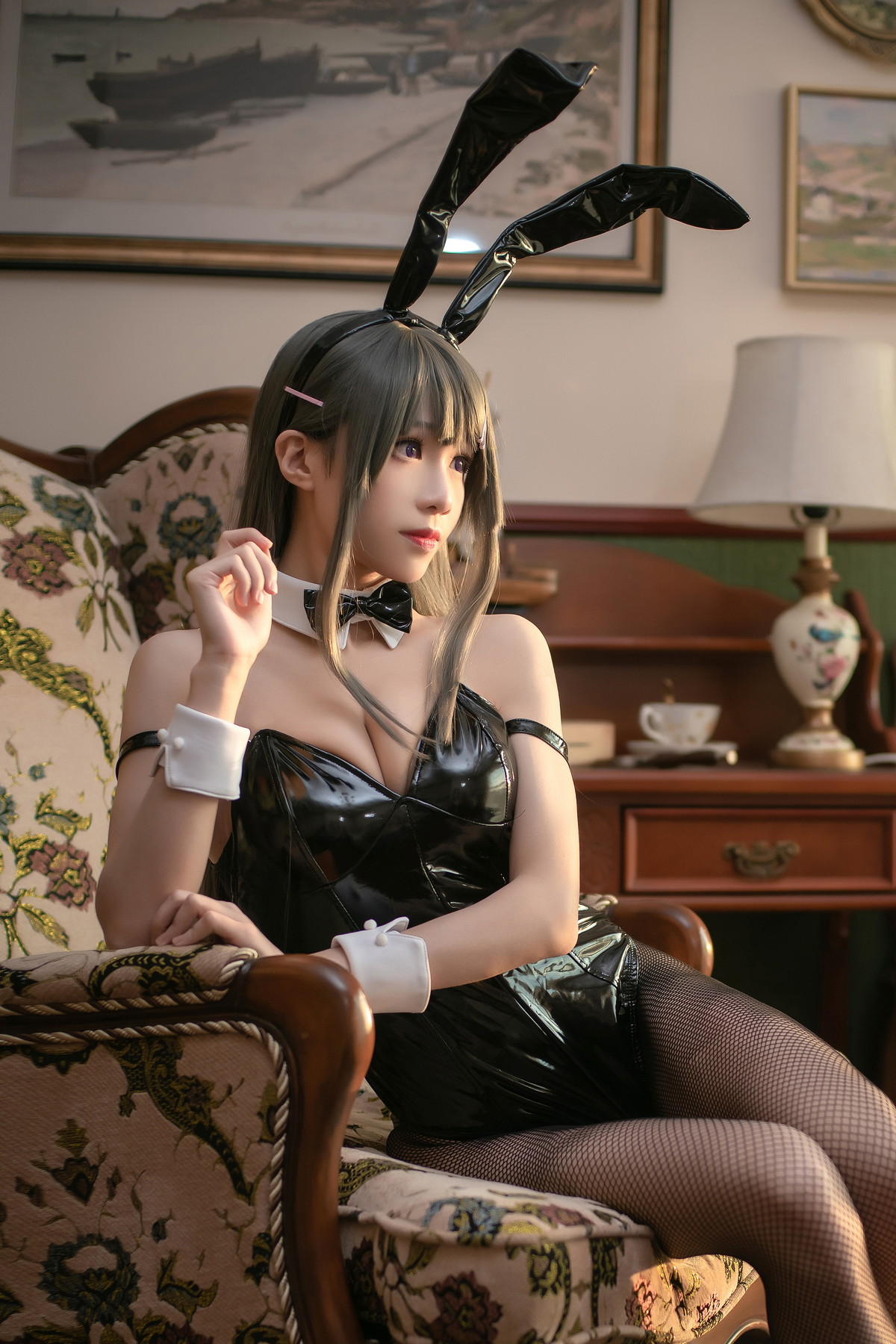 Xgyw.Net_Coser美女Tomoyo酱麻衣兔女郎主题性感黑色皮质连体衣配黑丝网袜诱惑写真22P