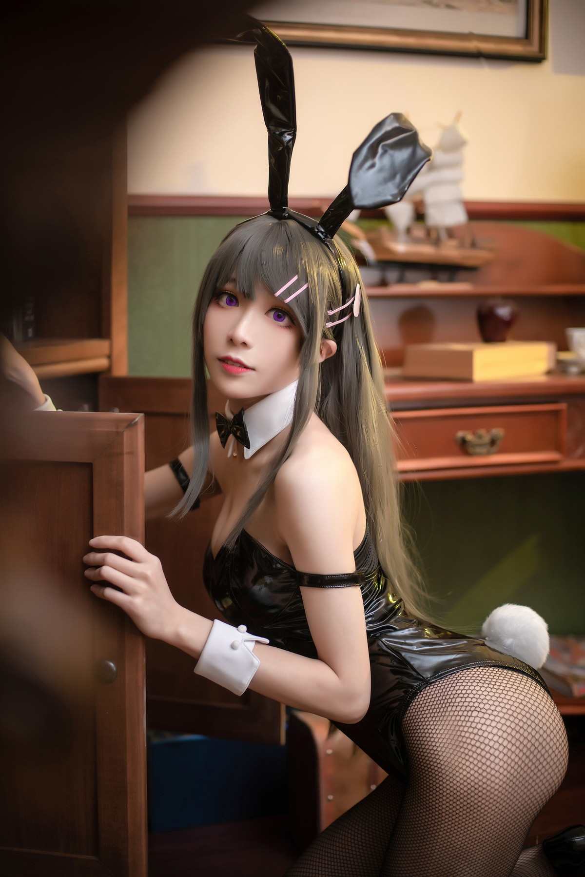 Xgyw.Net_Coser美女Tomoyo酱麻衣兔女郎主题性感黑色皮质连体衣配黑丝网袜诱惑写真22P