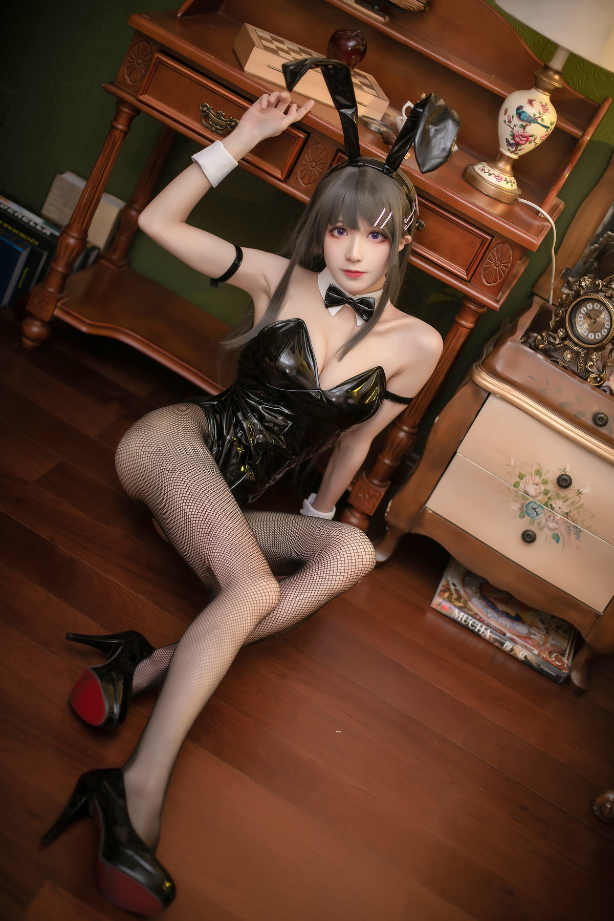 Xgyw.Net_Coser美女Tomoyo酱麻衣兔女郎主题性感黑色皮质连体衣配黑丝网袜诱惑写真22P