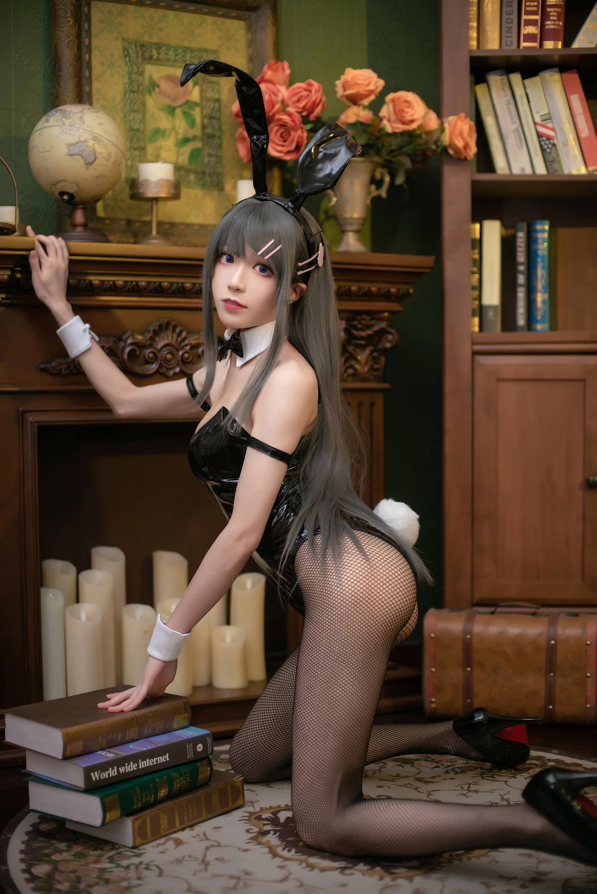 Xgyw.Net_Coser美女Tomoyo酱麻衣兔女郎主题性感黑色皮质连体衣配黑丝网袜诱惑写真22P