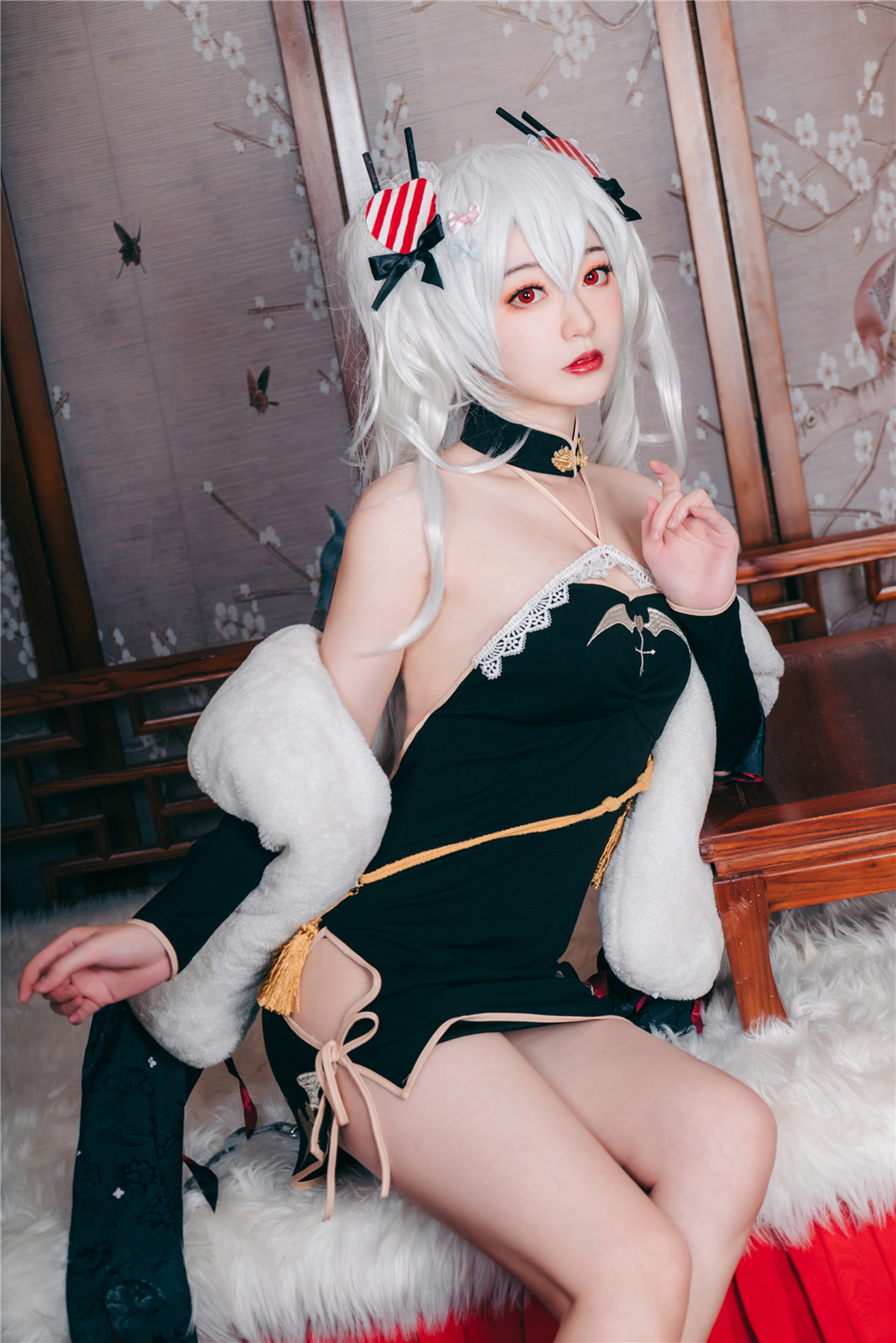 Xgyw.Net_Coser美女桃墨吸血鬼旗袍主题私房性感黑色超短旗袍秀白嫩肌肤迷人诱惑写真40P
