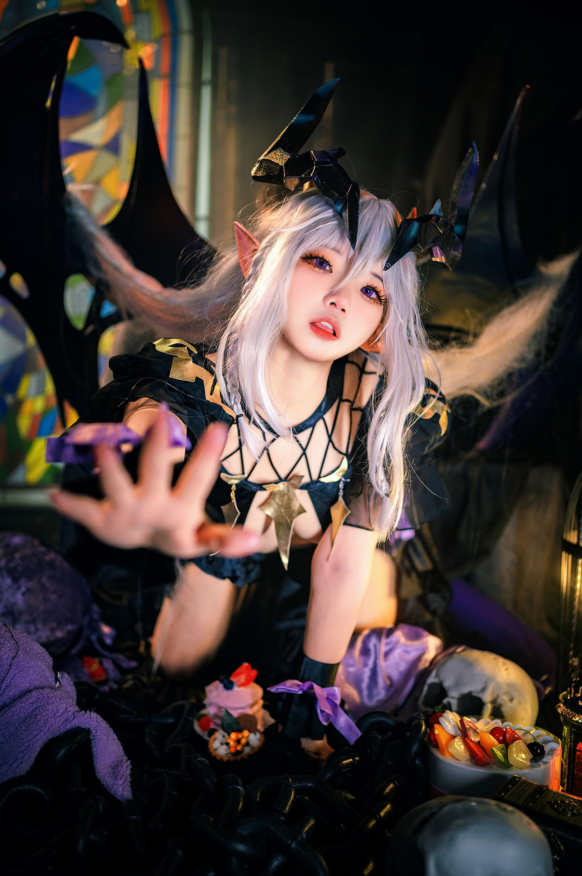 Xgyw.Net_Coser美女伊喵君四叶草剧场法芙娜主题性感黑色开胸服饰秀白嫩肌肤诱惑写真27P