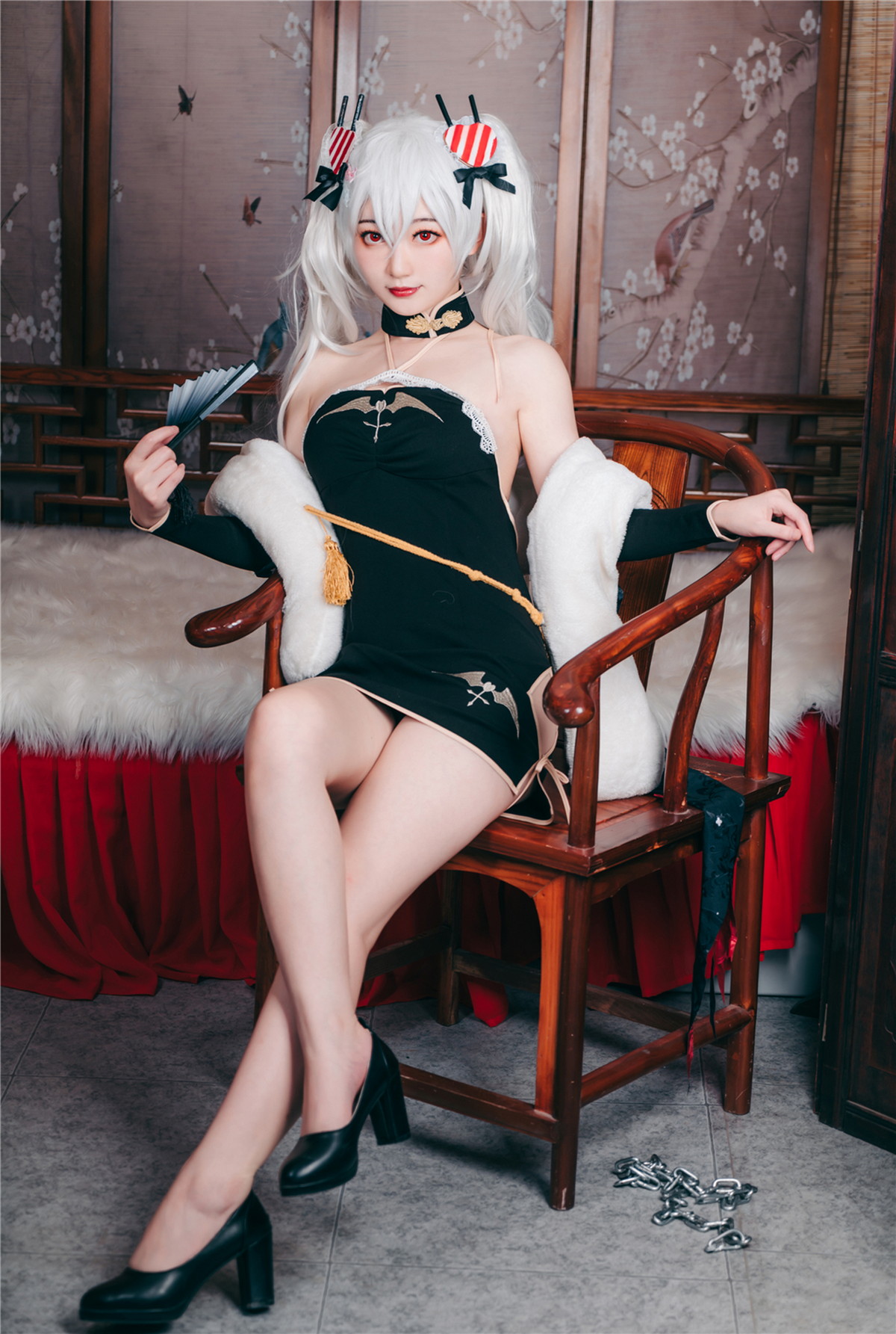 Xgyw.Net_Coser美女桃墨吸血鬼旗袍主题私房性感黑色超短旗袍秀白嫩肌肤迷人诱惑写真40P