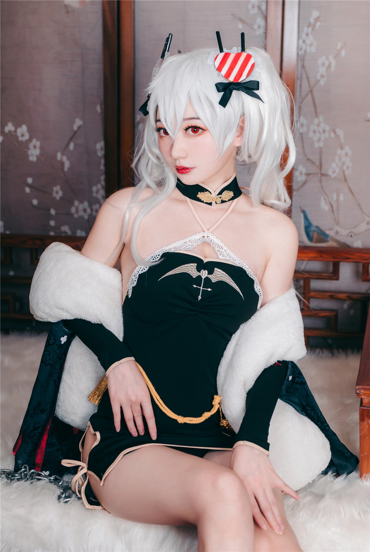 Xgyw.Net_Coser美女桃墨吸血鬼旗袍主题私房性感黑色超短旗袍秀白嫩肌肤迷人诱惑写真40P