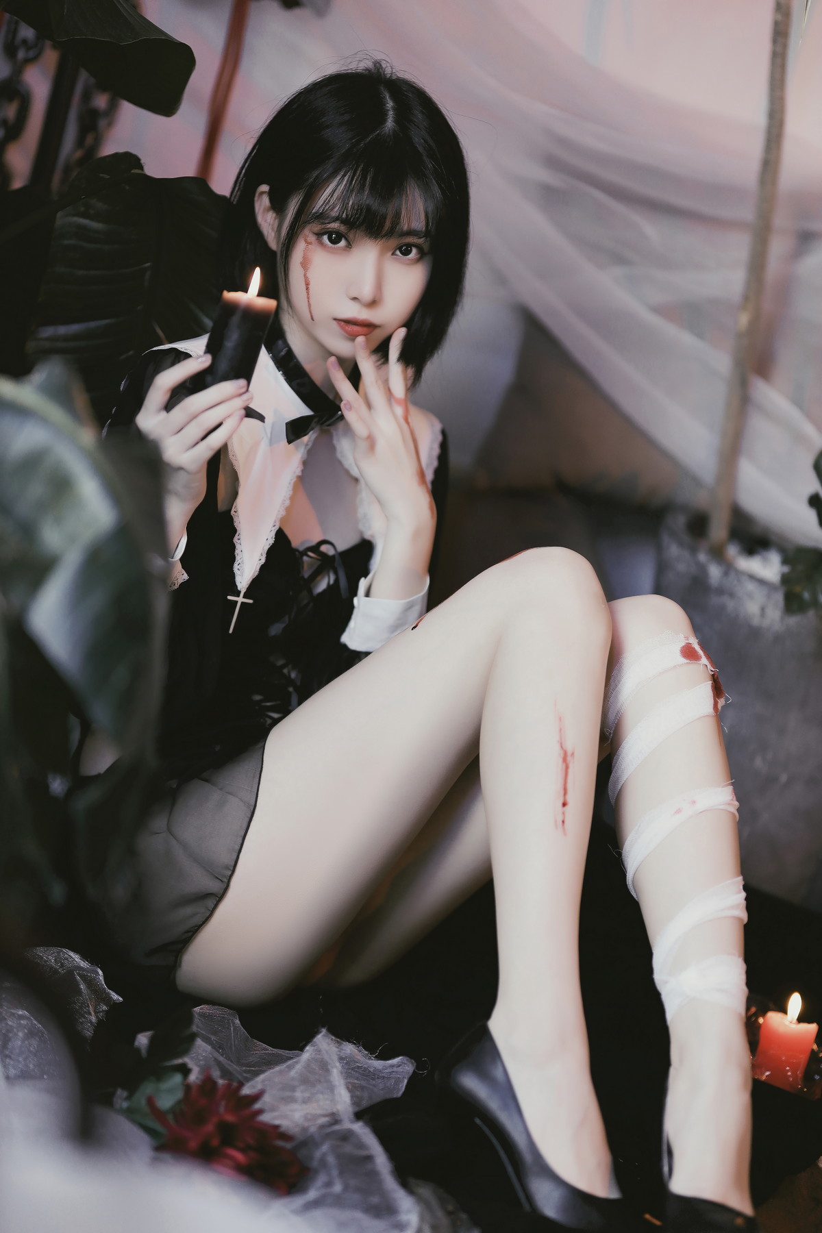 Xgyw.Net_网络美女许岚修女创作主题私房性感黑色修女服饰秀白嫩美腿撩人诱惑写真40P