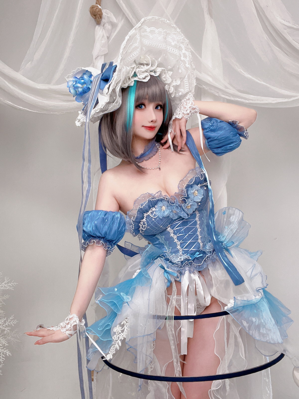 Xgyw.Net_网络美女rioko凉凉子柴郡冰雪公主主题性感薄纱裙露白色内衣秀完美身材诱惑写真40P