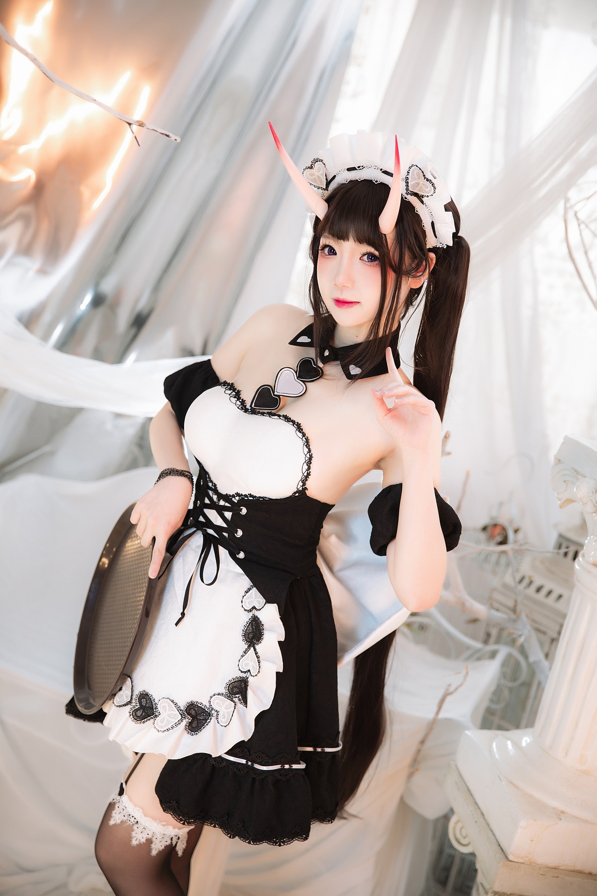 Xgyw.Net_动漫博主雪晴Astra能代女仆主题性感低胸女仆装配黑丝吊袜秀丰满身材诱惑写真60P