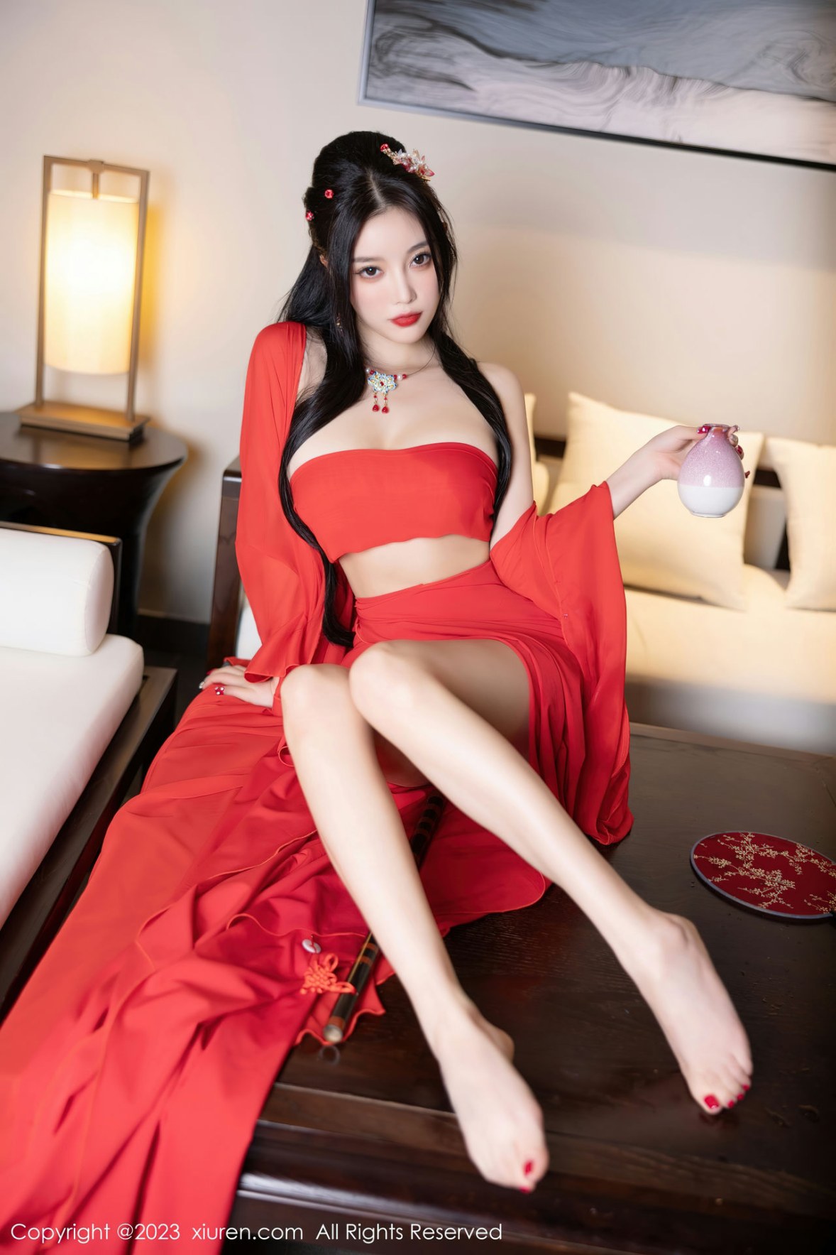 Xgyw.Net_XiuRen第6149期_女神杨晨晨Yome温泉性感半透红色丝绸秀丰满身材惹火诱惑写真88P