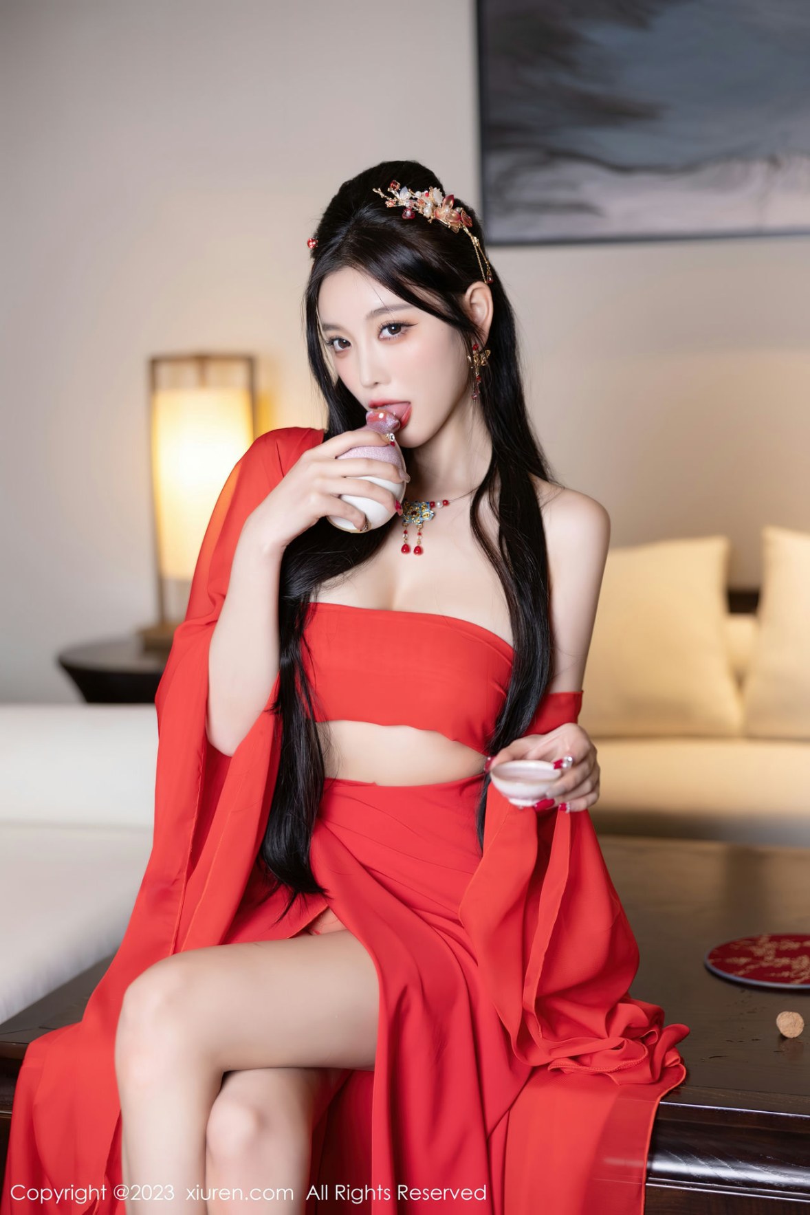 Xgyw.Net_XiuRen第6149期_女神杨晨晨Yome温泉性感半透红色丝绸秀丰满身材惹火诱惑写真88P
