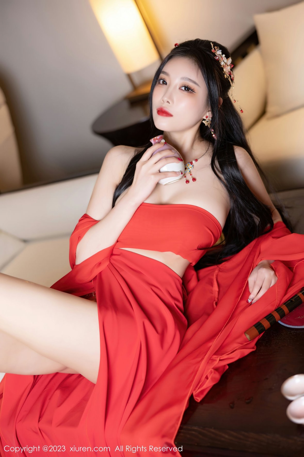 Xgyw.Net_XiuRen第6149期_女神杨晨晨Yome温泉性感半透红色丝绸秀丰满身材惹火诱惑写真88P