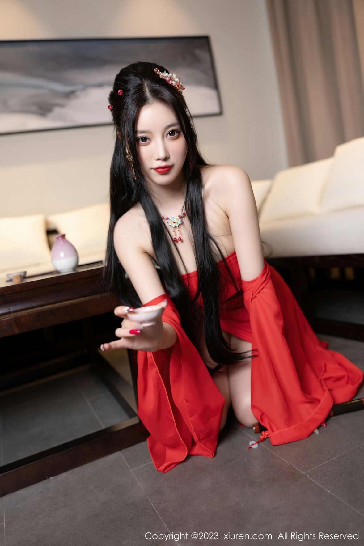 Xgyw.Net_XiuRen第6149期_女神杨晨晨Yome温泉性感半透红色丝绸秀丰满身材惹火诱惑写真88P