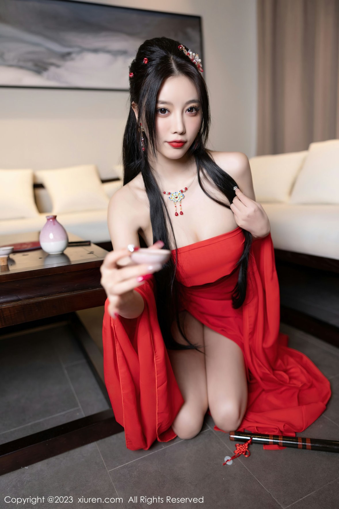 Xgyw.Net_XiuRen第6149期_女神杨晨晨Yome温泉性感半透红色丝绸秀丰满身材惹火诱惑写真88P