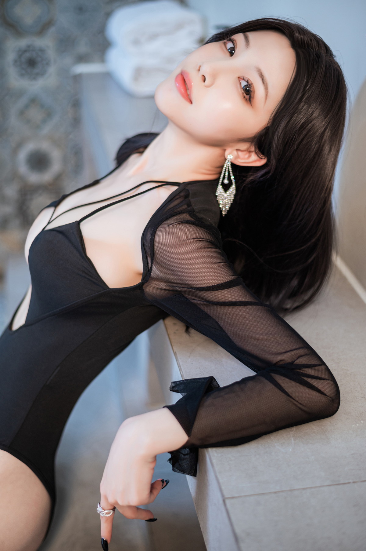 Xgyw.Net_动漫博主水淼Aqua水着 阿波尼亚主题浴室性感黑色连体内衣秀完美身材诱惑写真70P