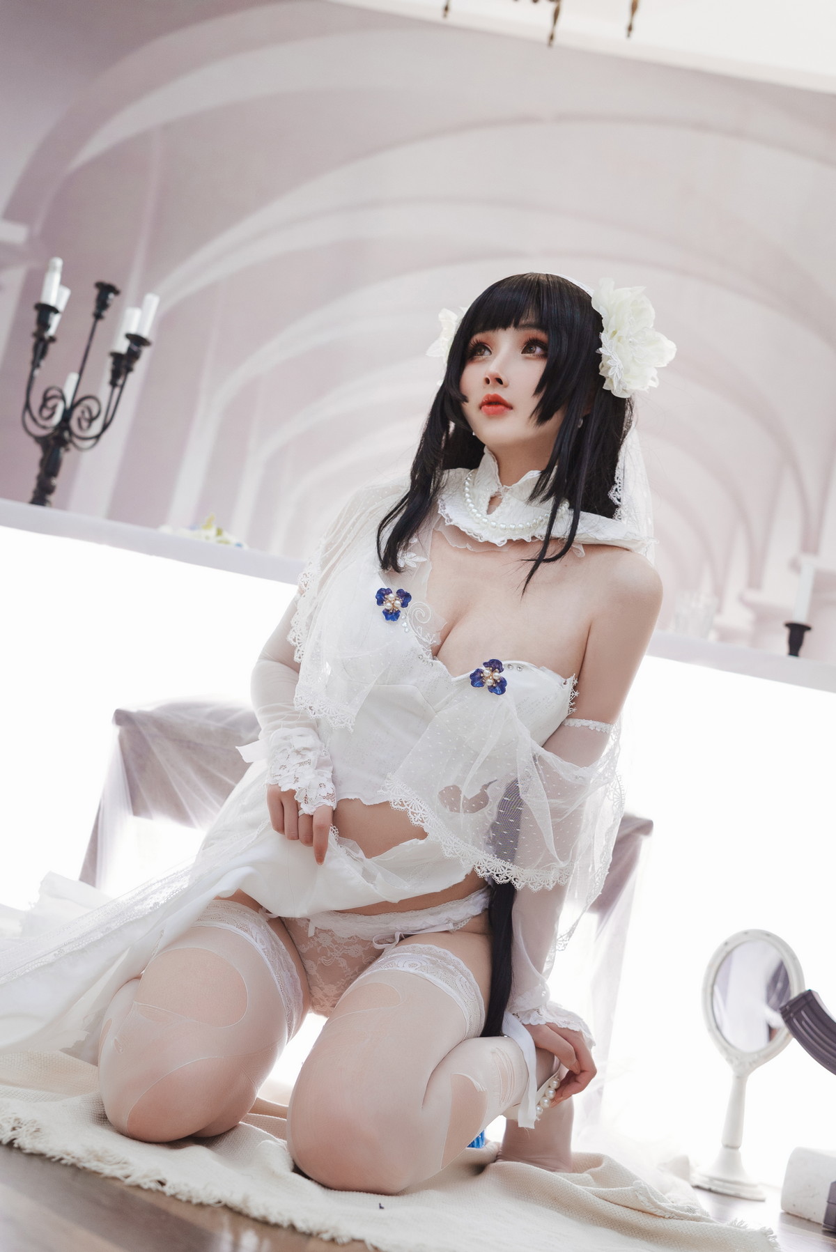 Xgyw.Net_网络美女rioko凉凉子95式花嫁主题性感白色薄透婚纱配蕾丝吊袜迷人诱惑写真25P