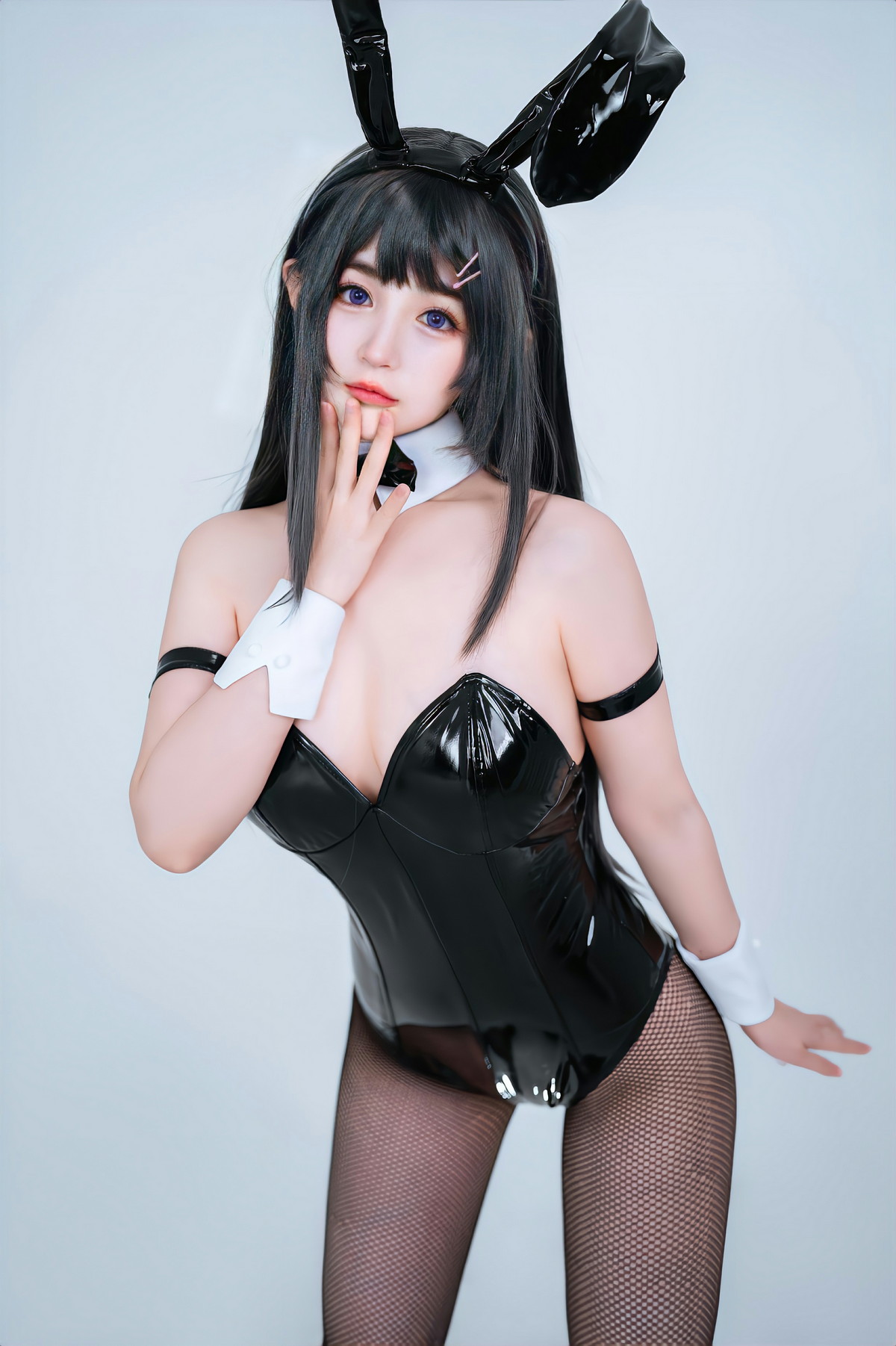 Xgyw.Net_网络美女桜井宁宁麻衣兔女郎主题性感黑色皮质低胸连体衣配黑丝网袜诱惑写真43P