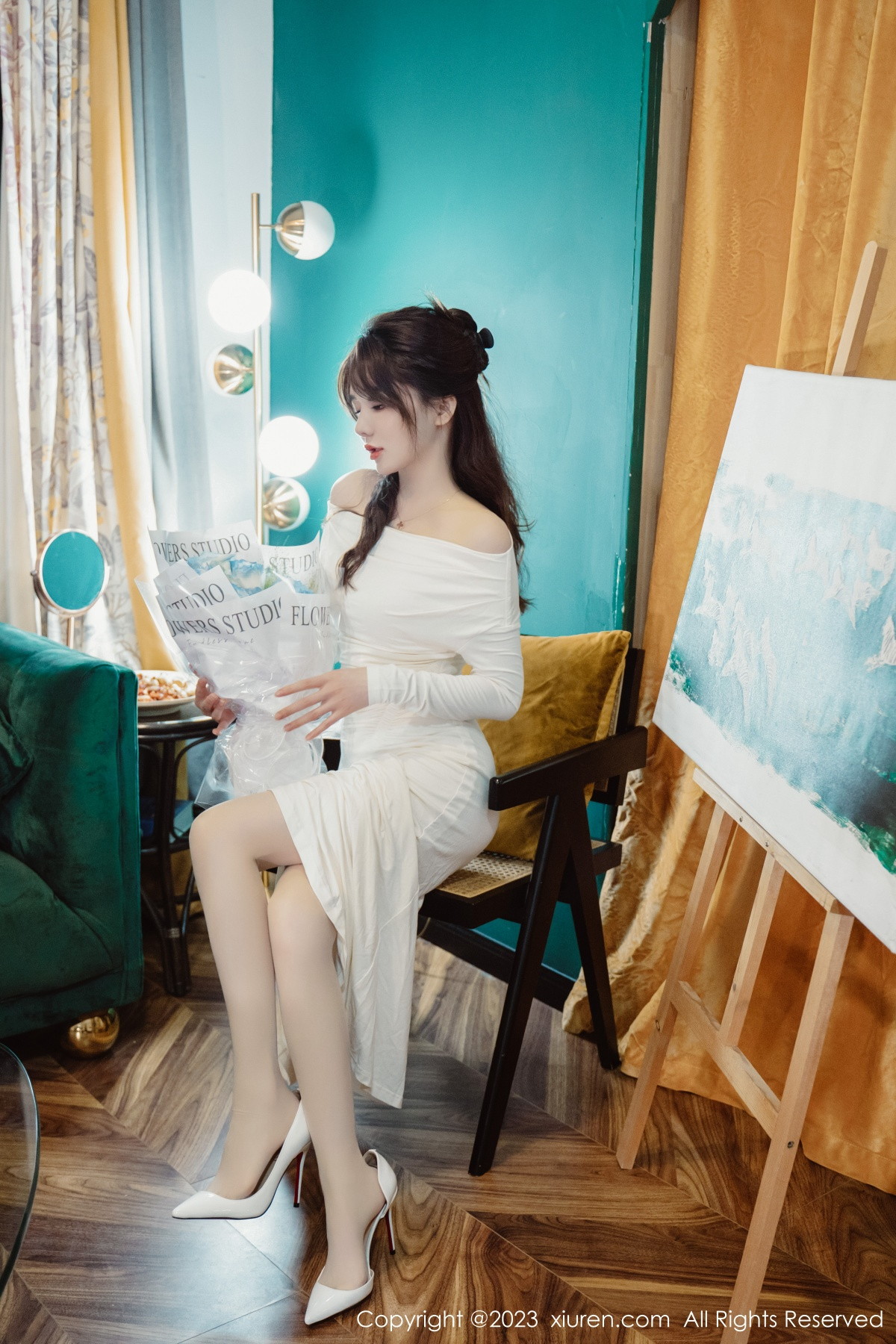 Xgyw.Net_XiuRen第6182期_模特婠婠么脱白色连衣长裙露蕾丝内衣配开档白丝迷人诱惑写真79P