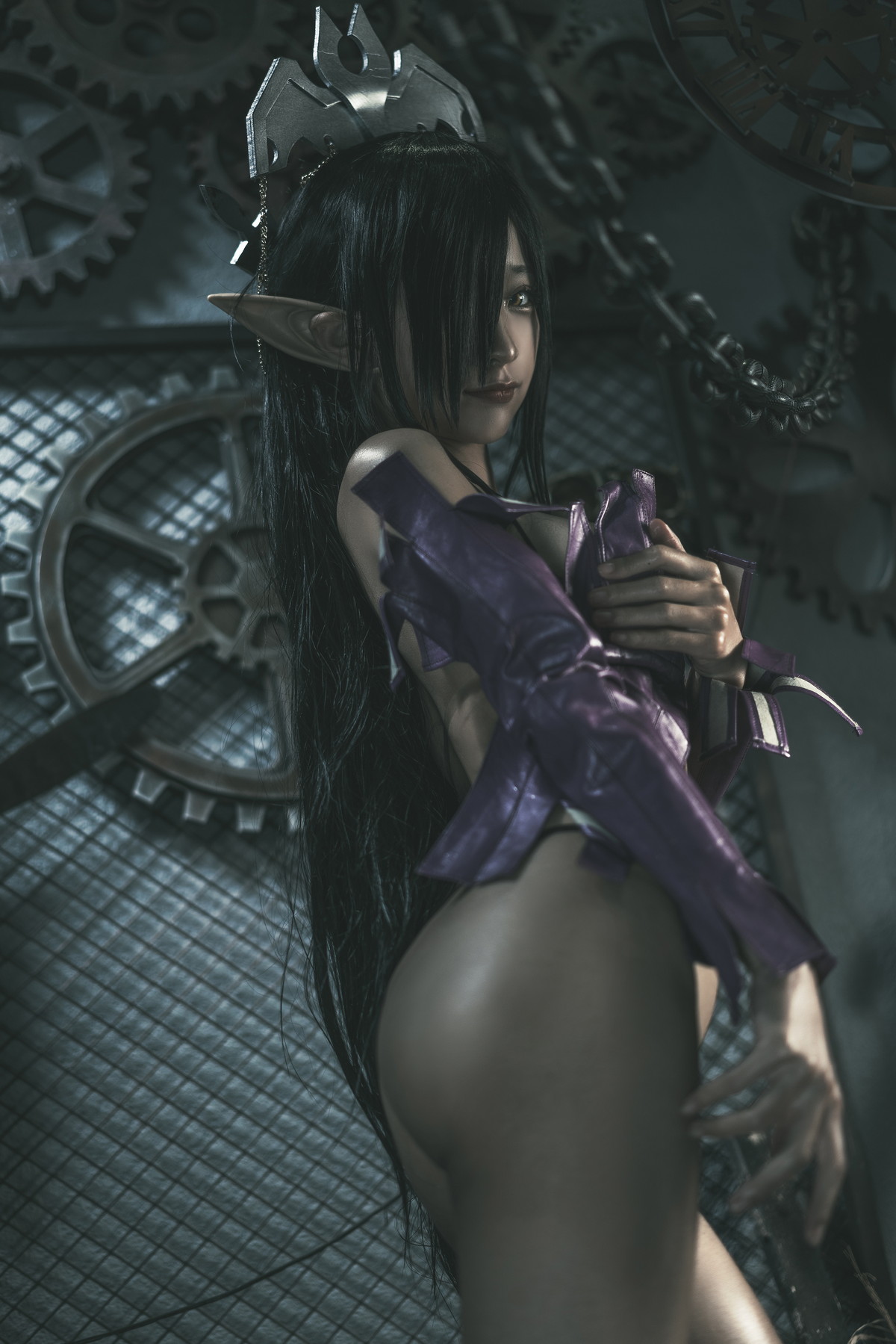 Xgyw.Net_动漫博主蠢沫沫黑兽女王主题私房性感情趣服饰露黑色内衣秀油亮肌肤诱惑写真35P