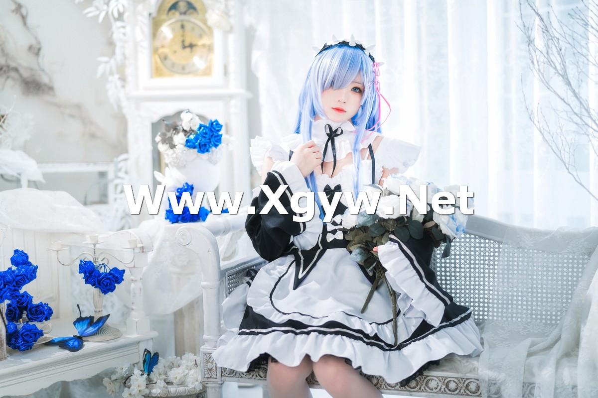 Xgyw.Net_网络美女桜桃喵长发蕾姆主题私房性感服饰配白色蕾丝吊袜秀翘臀美腿诱惑写真89P