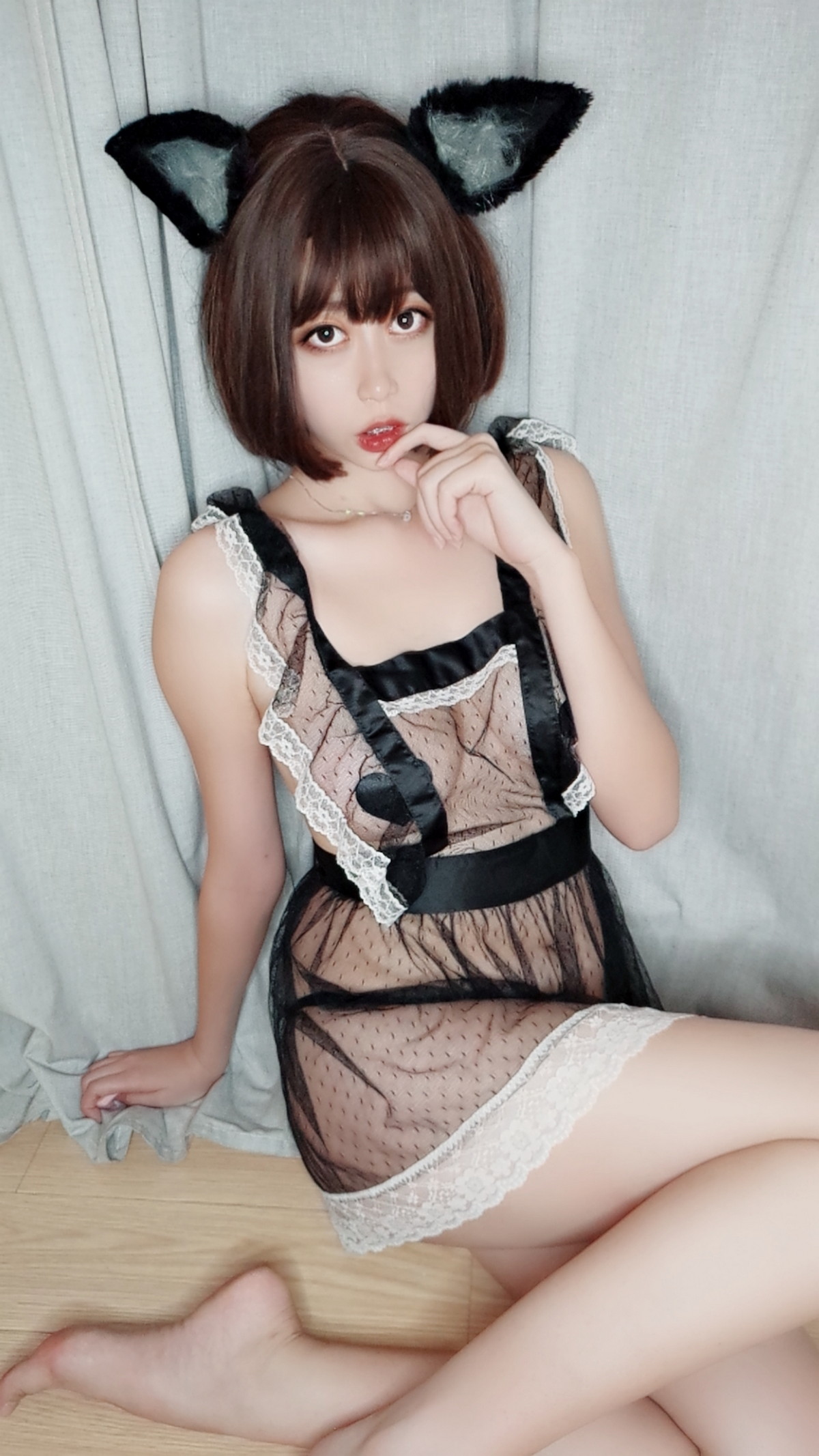 Xgyw.Net_萌妹奈汐酱nice情趣自拍主题私房性感黑色薄透女仆装透视秀完美身材诱惑写真49P