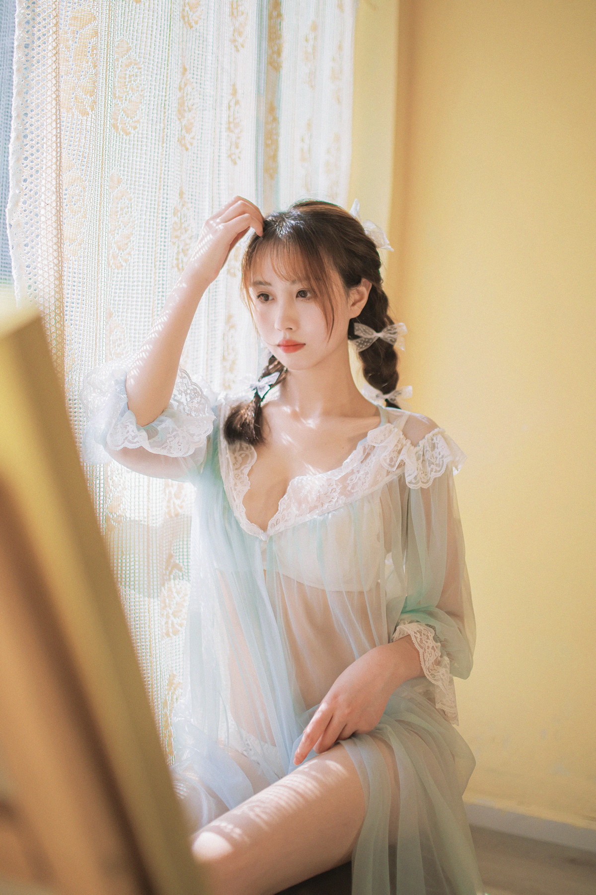 Xgyw.Net_次元少女念雪ww蓝纱衣主题私房性感蓝色薄纱裙透视秀白色内衣完美诱惑写真40P