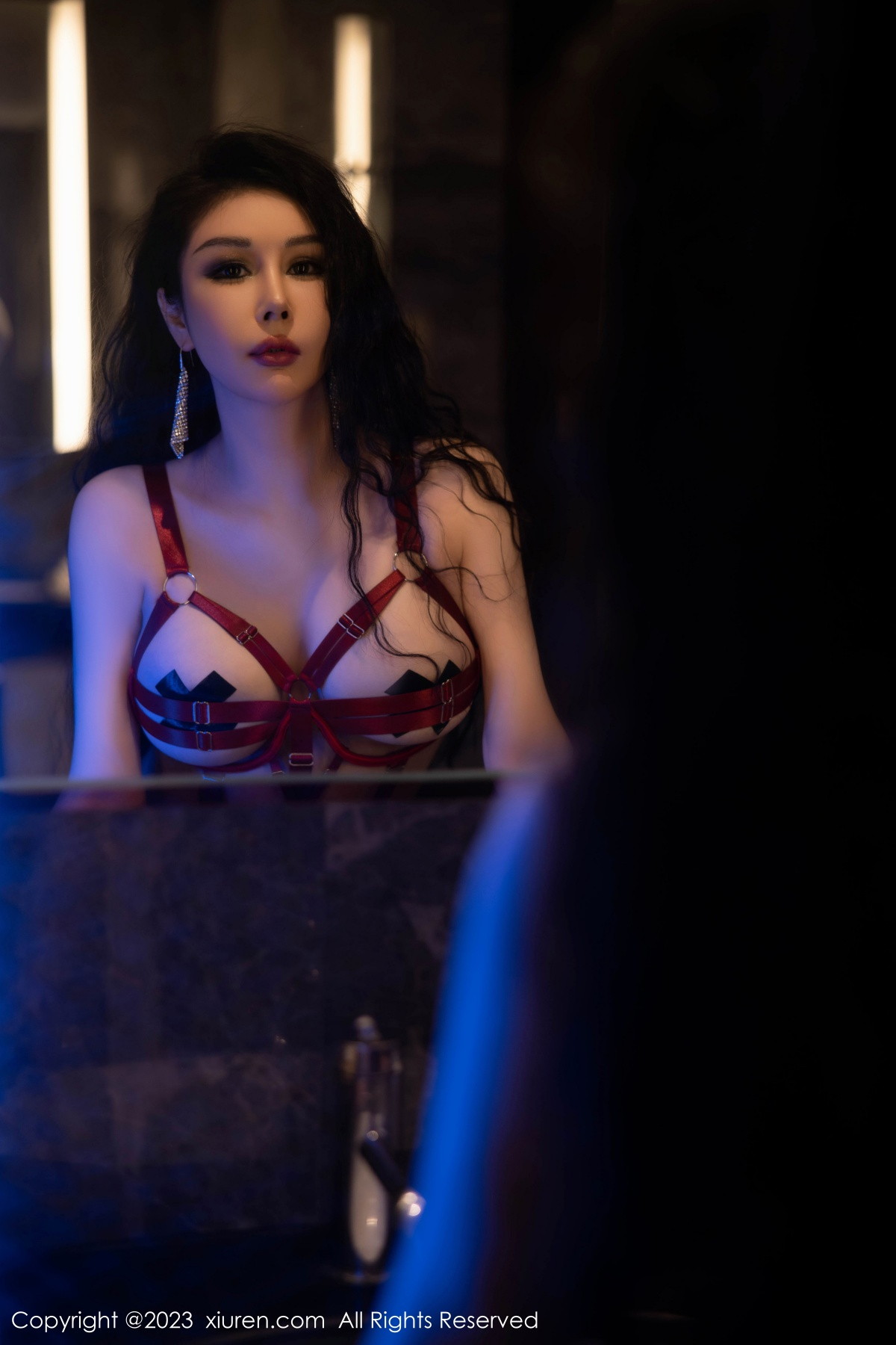Xgyw.Net_XiuRen第6176期_模特田冰冰私房红色带子情趣服饰露傲人豪乳遮点极致诱惑写真74P