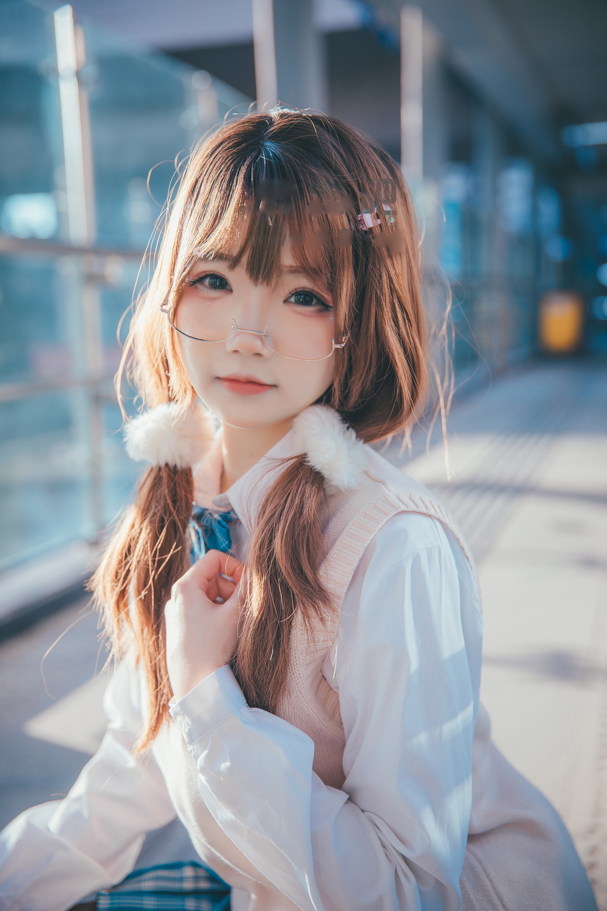Xgyw.Net_Cos小姐姐雪琪JK夕阳主题学校里性感学生制服露超薄黑丝裤袜秀美腿迷人写真25P