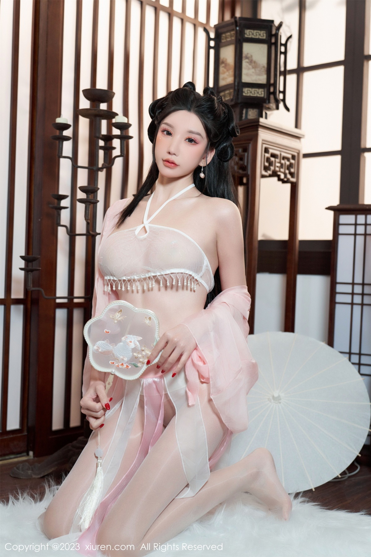 Xgyw.Net_XiuRen第6217期_女神周于希Sally性感粉色古装服饰配超薄无内肉丝惹火诱惑写真85P