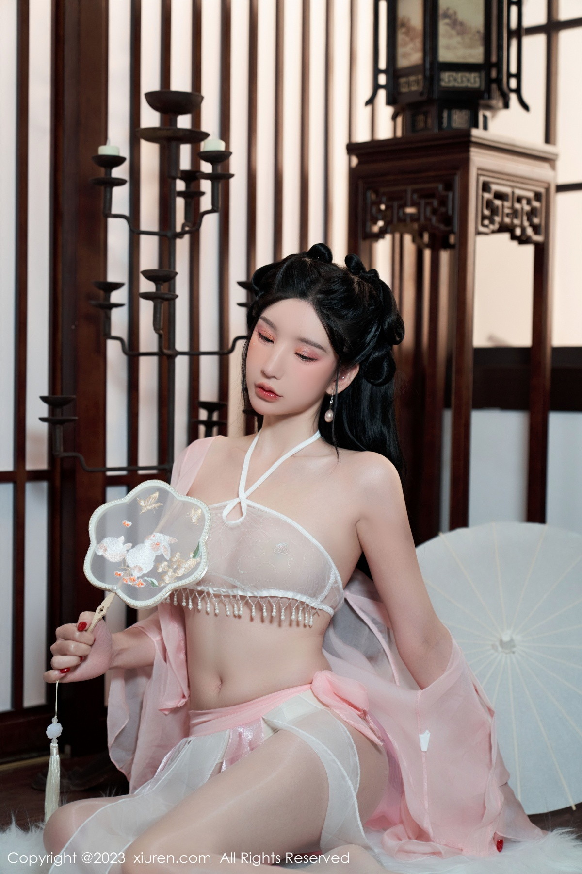 Xgyw.Net_XiuRen第6217期_女神周于希Sally性感粉色古装服饰配超薄无内肉丝惹火诱惑写真85P