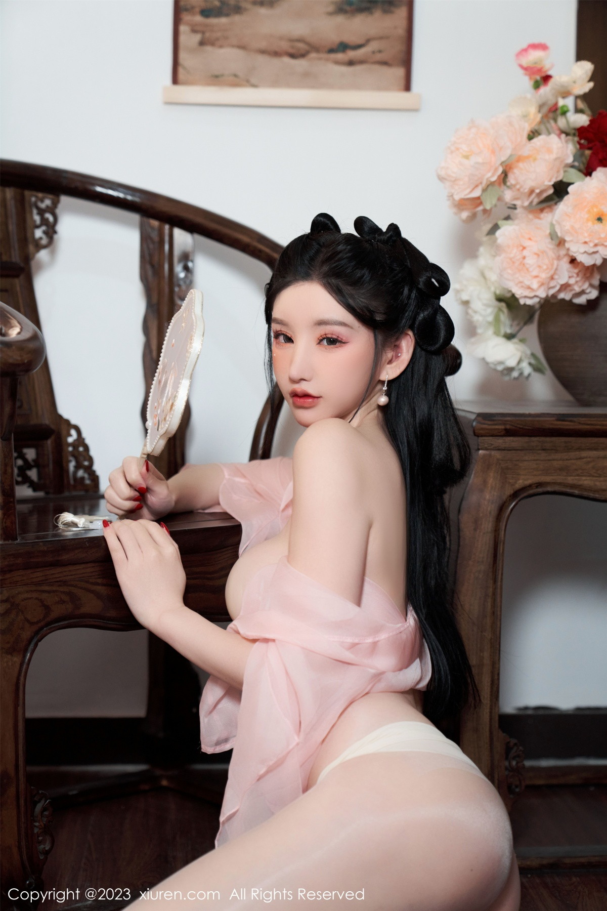 Xgyw.Net_XiuRen第6217期_女神周于希Sally性感粉色古装服饰配超薄无内肉丝惹火诱惑写真85P
