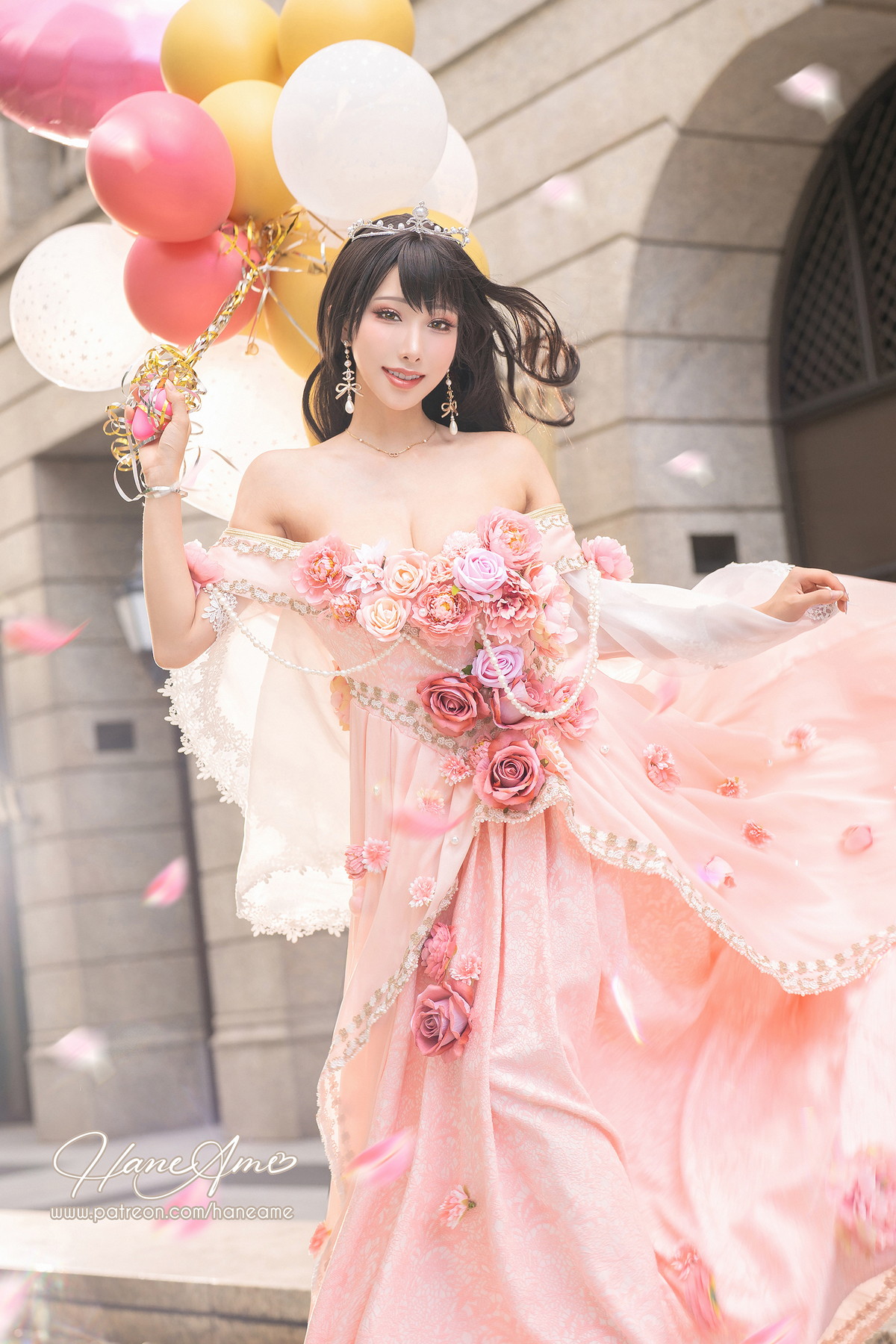 Xgyw.Net_Coser美女雨波_HaneAme生日礼服主题性感粉色低胸连衣裙秀丰满身材诱惑写真29P