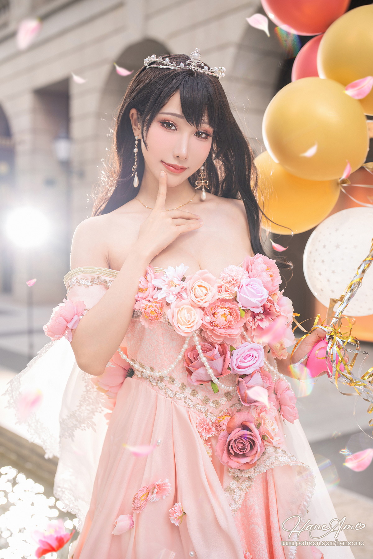 Xgyw.Net_Coser美女雨波_HaneAme生日礼服主题性感粉色低胸连衣裙秀丰满身材诱惑写真29P