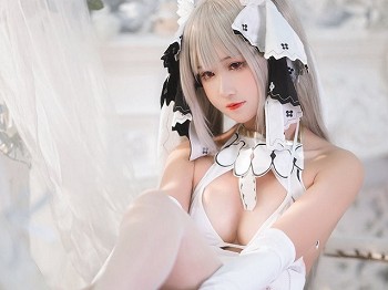 微博小小妹妹三度_69可畏白纱主题私人性感白色婚纱配白丝袜秀蜜桃臀美腿骚扰写真55P
