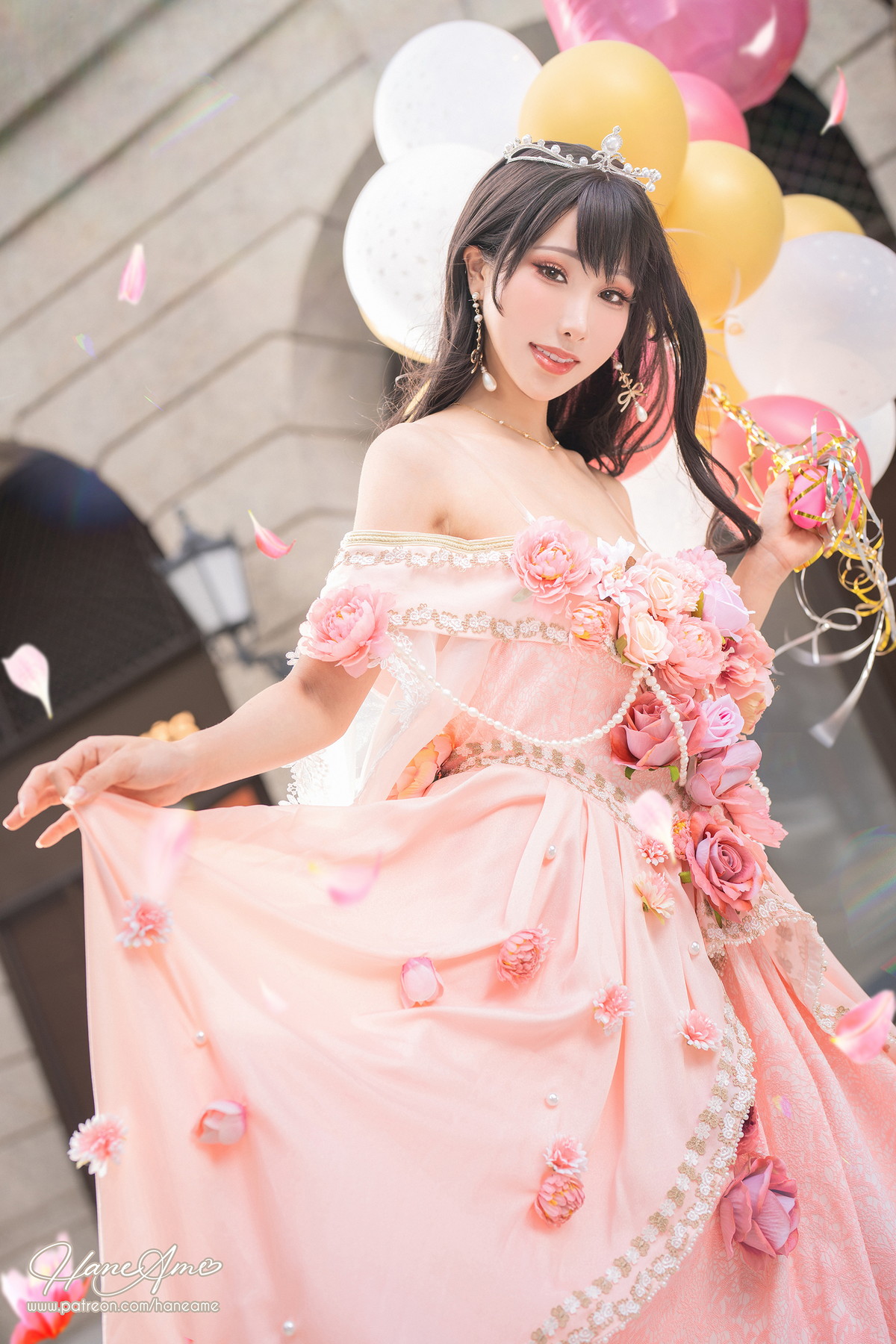 Xgyw.Net_Coser美女雨波_HaneAme生日礼服主题性感粉色低胸连衣裙秀丰满身材诱惑写真29P