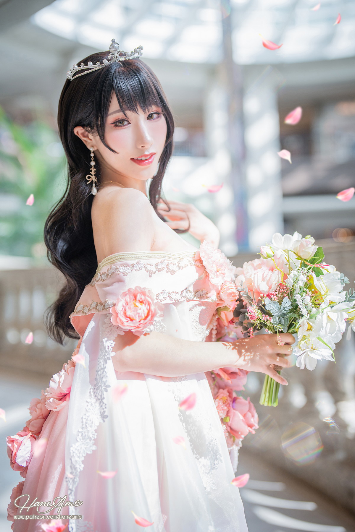 Xgyw.Net_Coser美女雨波_HaneAme生日礼服主题性感粉色低胸连衣裙秀丰满身材诱惑写真29P