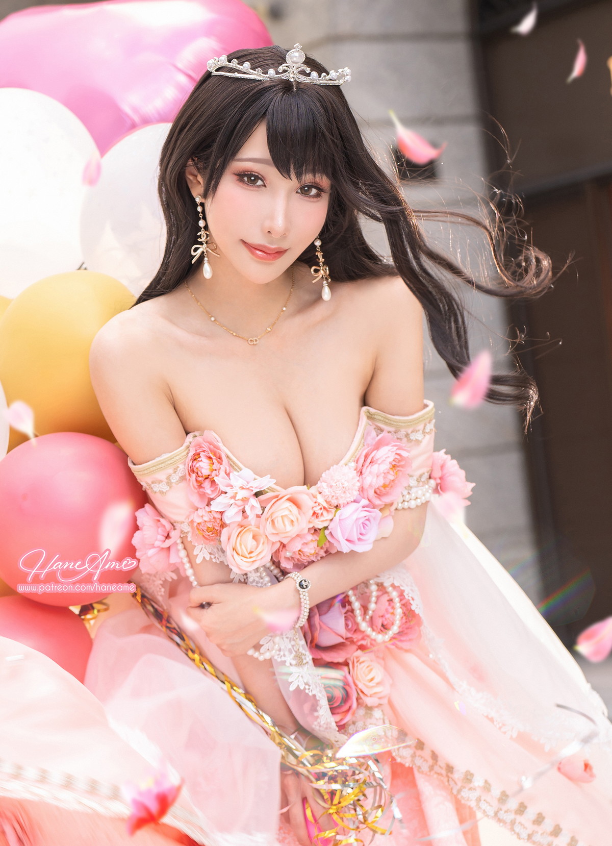 Xgyw.Net_Coser美女雨波_HaneAme生日礼服主题性感粉色低胸连衣裙秀丰满身材诱惑写真29P