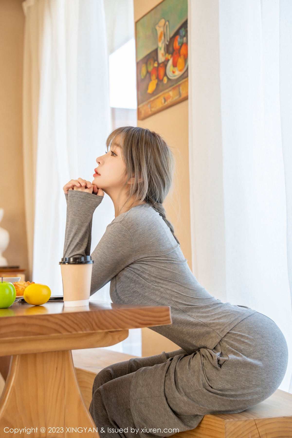Xgyw.Net_[XINGYAN星颜社]VOL.171_女神王雨纯脱灰色休闲装露轻透连体衣配开档黑丝惹火诱惑写真78P