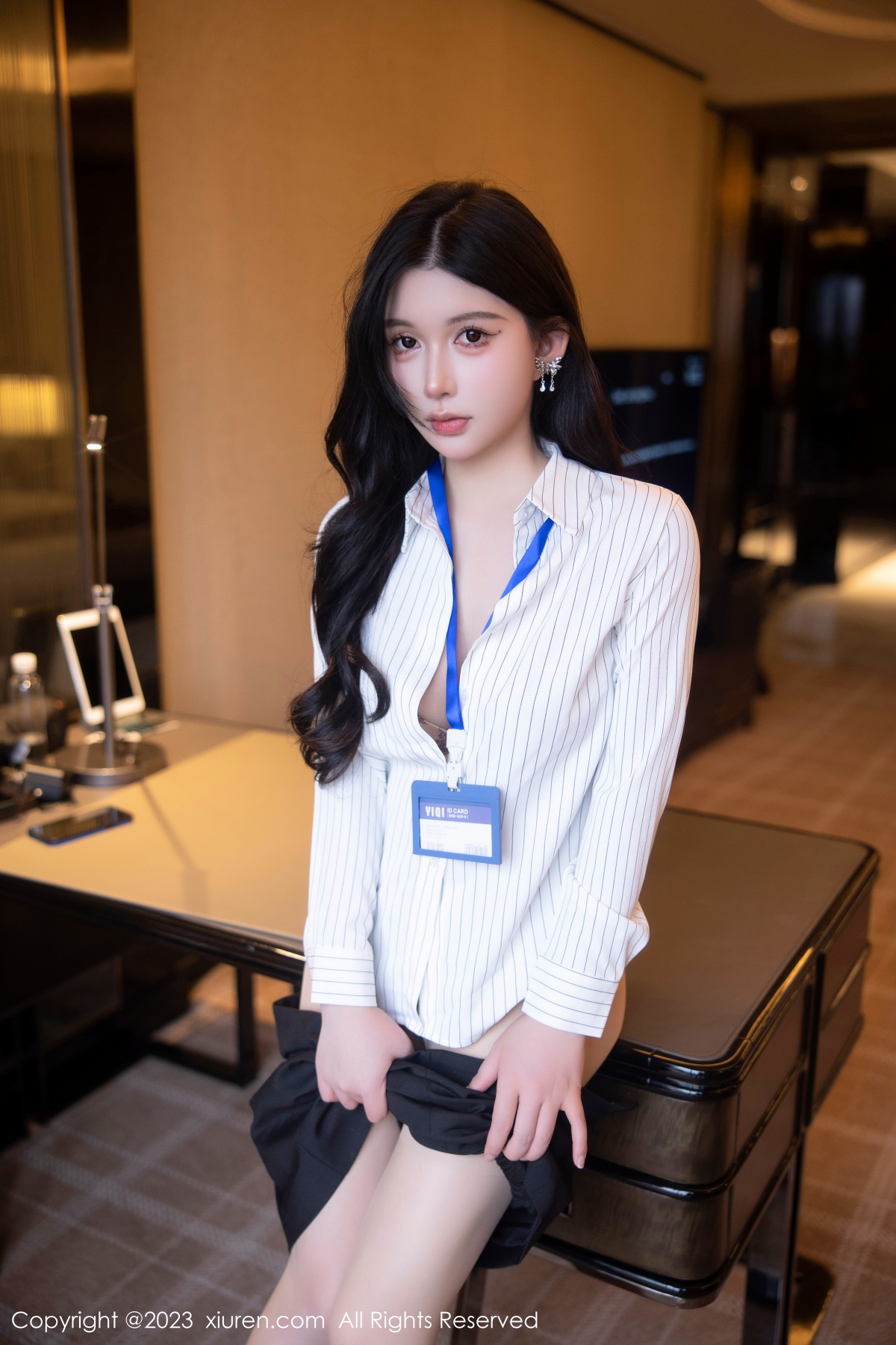 Xgyw.Net_XiuRen第6247期_模特林珊珊性感白T配黑短裙露浅黄色内衣开档肉丝完美诱惑写真97P