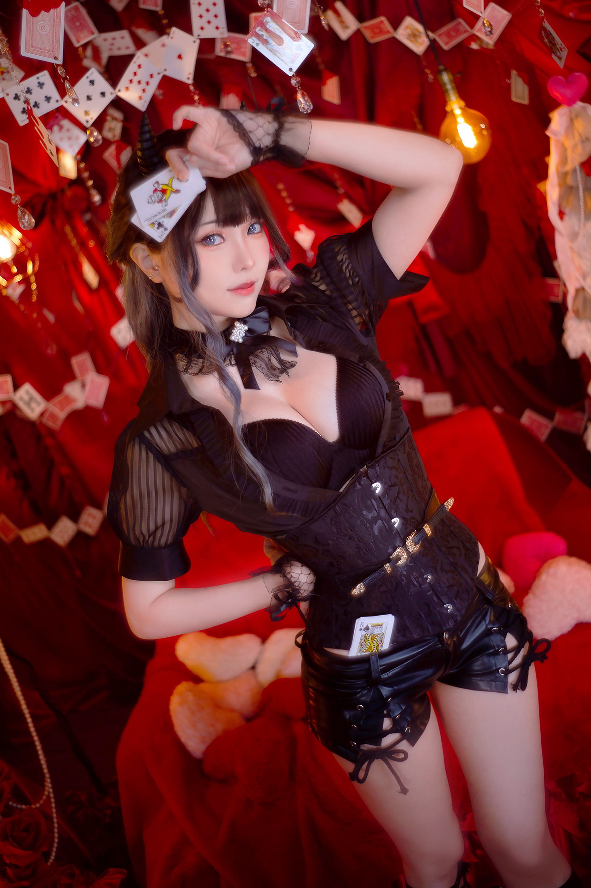 Xgyw.Net_Coser妹子Ely_eee-Devil Croupier主题性感黑色低胸服饰配黑皮短裙完美诱惑写真31P