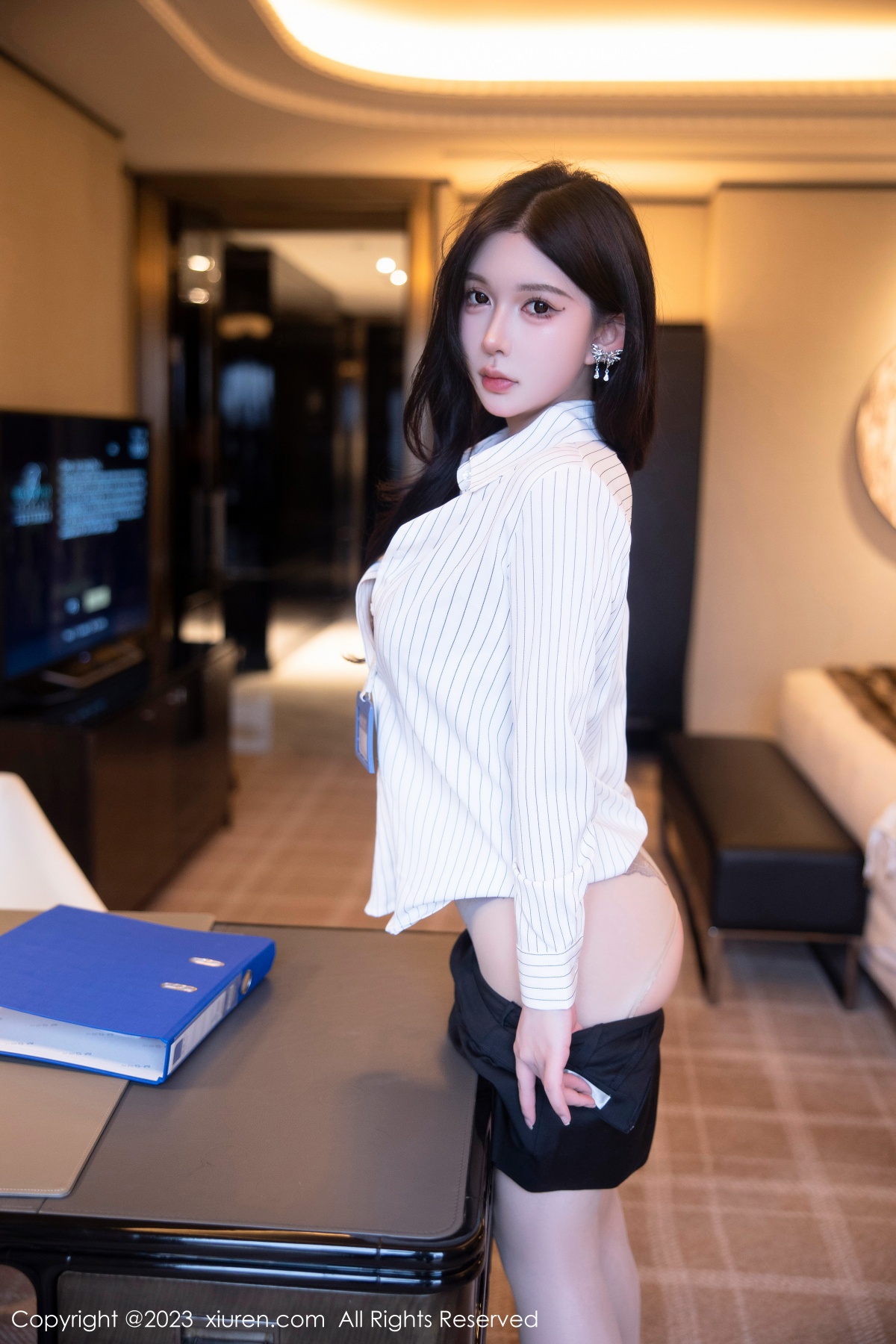 Xgyw.Net_XiuRen第6247期_模特林珊珊性感白T配黑短裙露浅黄色内衣开档肉丝完美诱惑写真97P