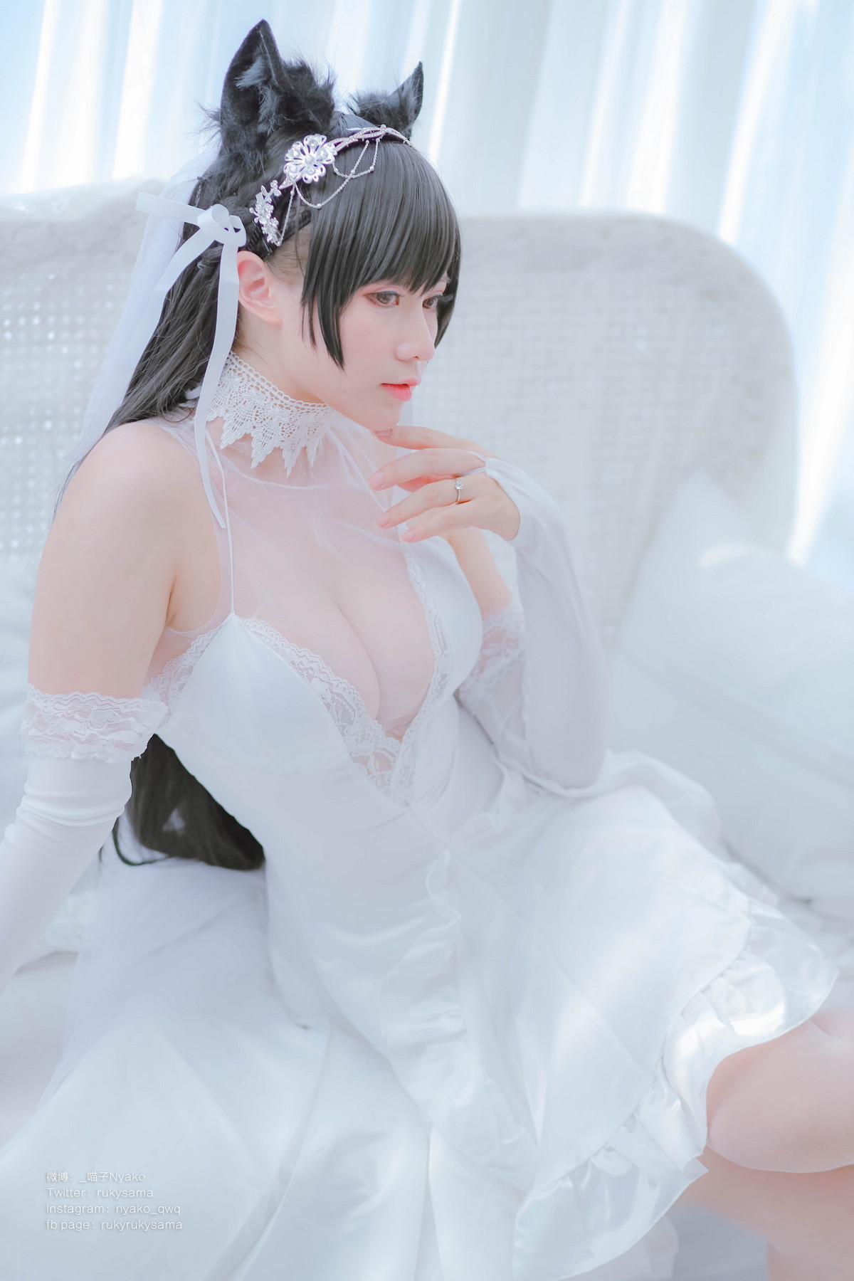 Xgyw.Net_网络美女Nyako喵子爱宕婚纱主题性感白色薄透婚纱配白色蕾丝袜秀美腿诱惑写真62P