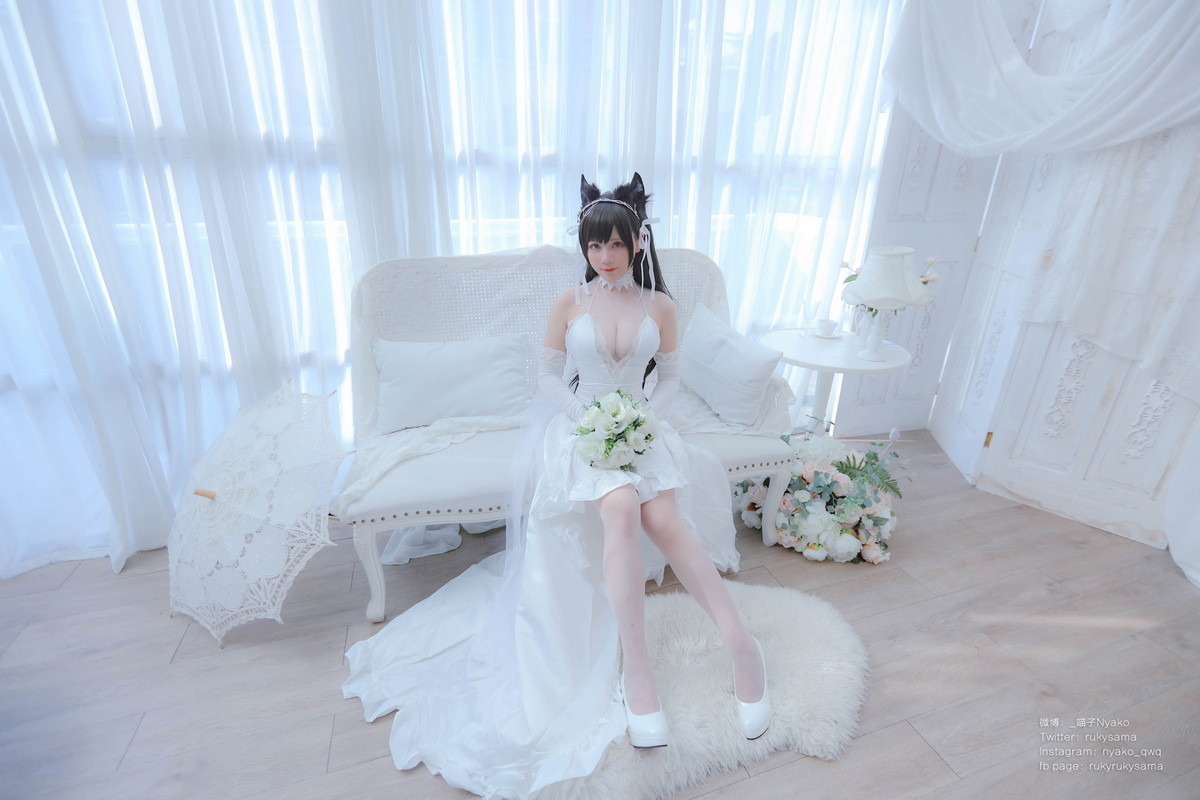 Xgyw.Net_网络美女Nyako喵子爱宕婚纱主题性感白色薄透婚纱配白色蕾丝袜秀美腿诱惑写真62P