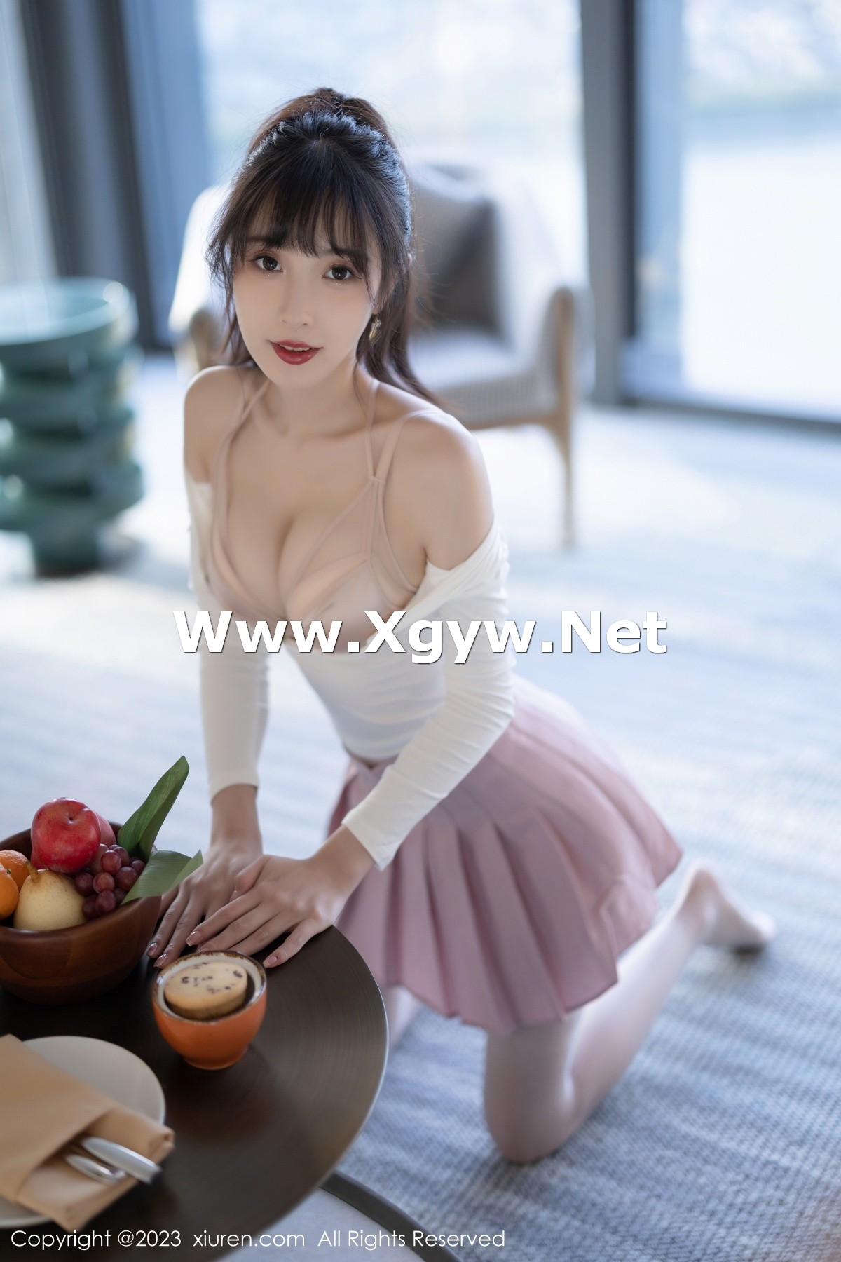 Xgyw.Net_XiuRen第6263期_模特林星阑白色上衣配粉色短裙露性感内衣秀曼妙身材诱惑写真85P