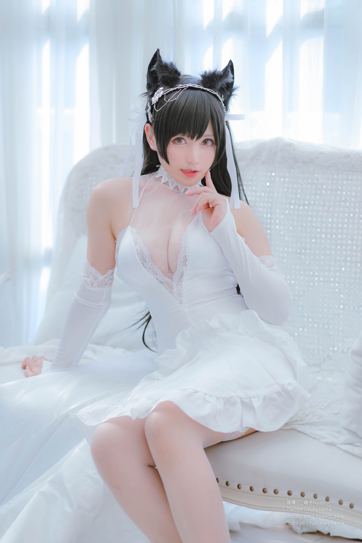 Xgyw.Net_网络美女Nyako喵子爱宕婚纱主题性感白色薄透婚纱配白色蕾丝袜秀美腿诱惑写真62P