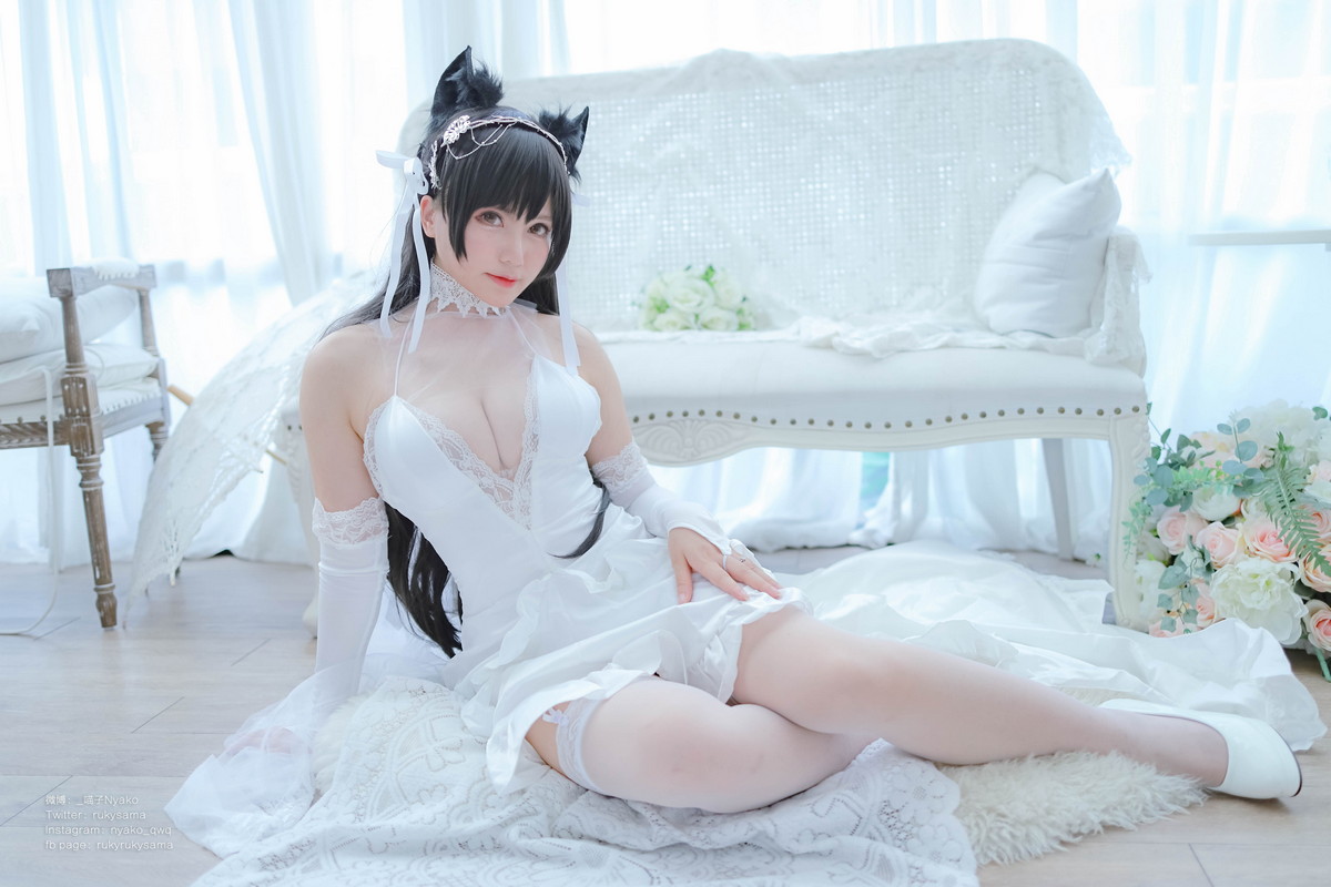 Xgyw.Net_网络美女Nyako喵子爱宕婚纱主题性感白色薄透婚纱配白色蕾丝袜秀美腿诱惑写真62P