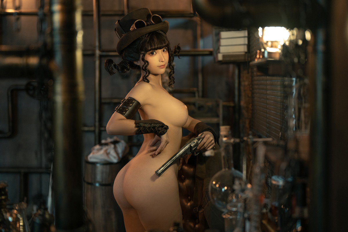 Xgyw.Net_Coser妹子女主K恶魔主题性感黑色薄透连体内衣配黑丝吊袜秀豪乳翘臀诱惑写真43P
