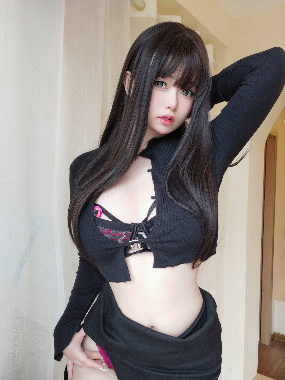 Xgyw.Net_Coser妹子女主K性感内衣主题私房性感内衣半脱露豪乳红桃遮点极致诱惑写真110P