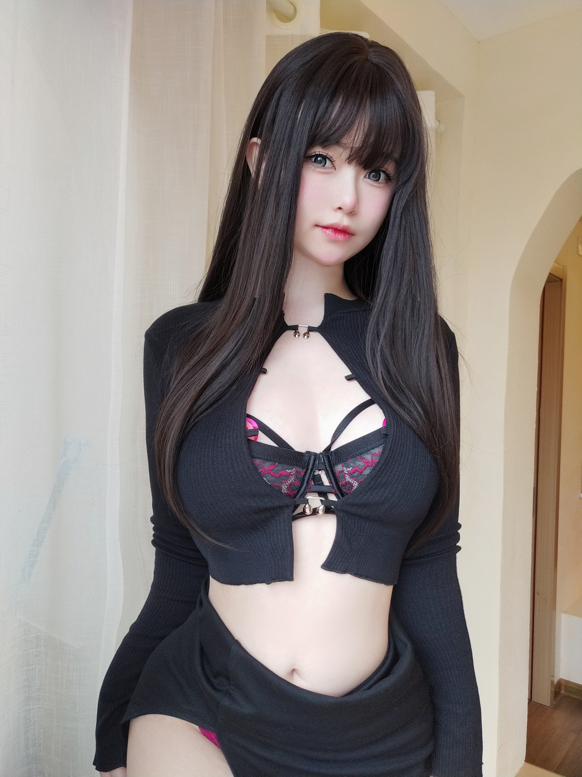 Xgyw.Net_Coser妹子女主K性感内衣主题私房性感内衣半脱露豪乳红桃遮点极致诱惑写真110P
