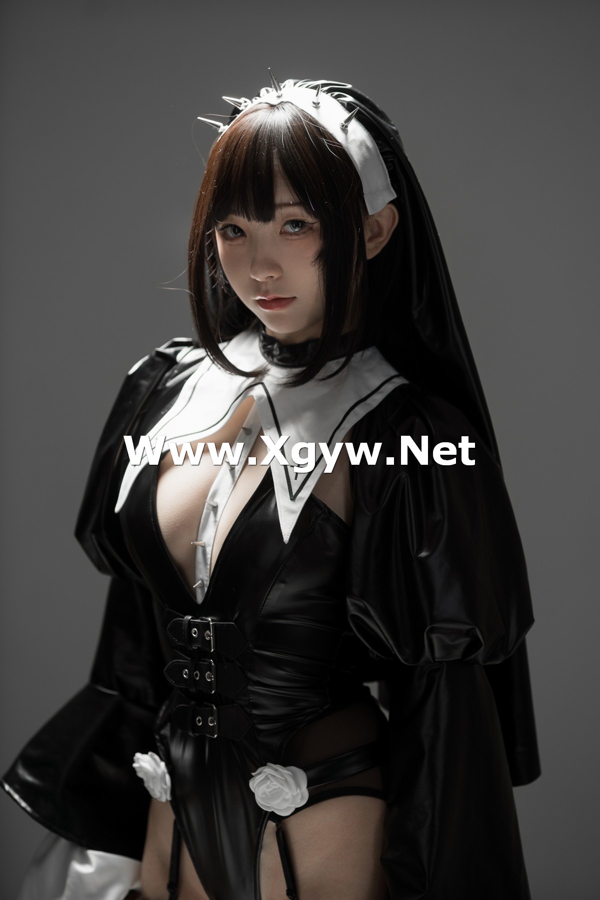 Xgyw.Net_网络美女花铃杀戮修女主题性感黑色皮质修女服饰配黑丝吊袜秀美腿诱惑写真89P